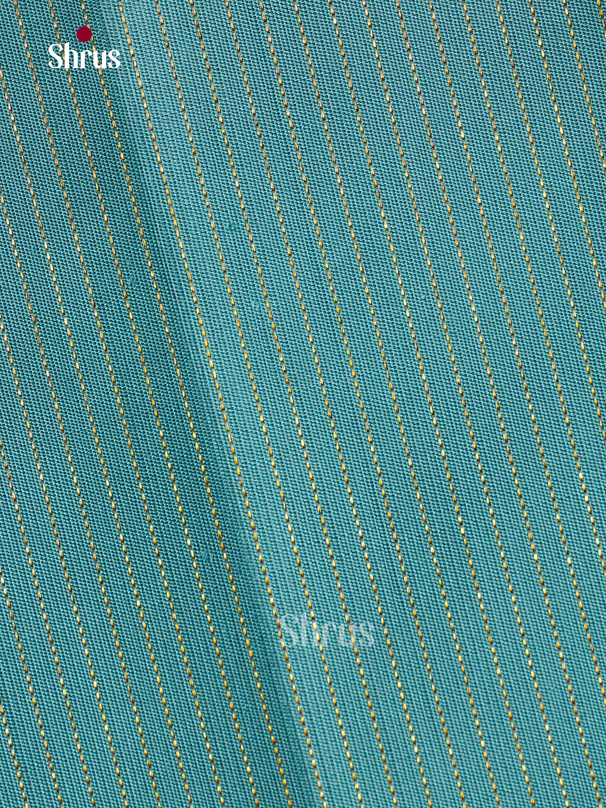 Sheeny Turquoise Kanchipuram Pattu Saree With Gold Stripes | Purple Border & Pallu With Star Buttas