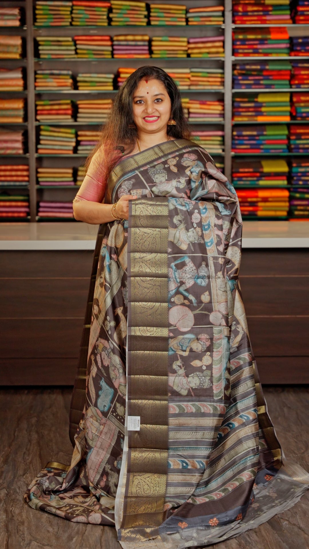 Green - Chennur-Print Saree - Shop on Shrus.com