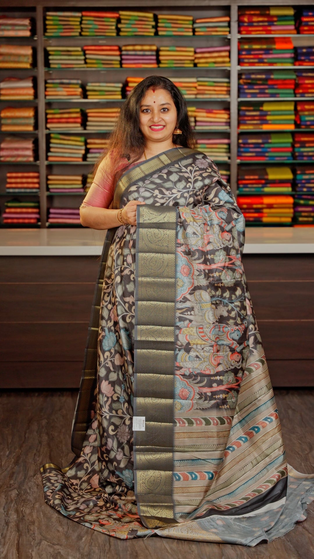 Black - Chennur-Print Saree - Shop on Shrus.com