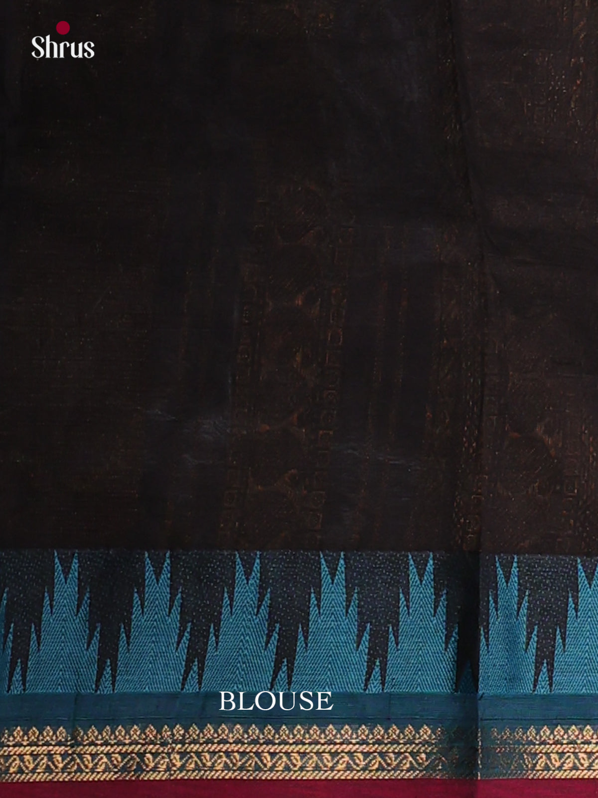 Stunning Black Chettinad Cotton Sarees With Thread Buttas & Blue Temple Zari Border