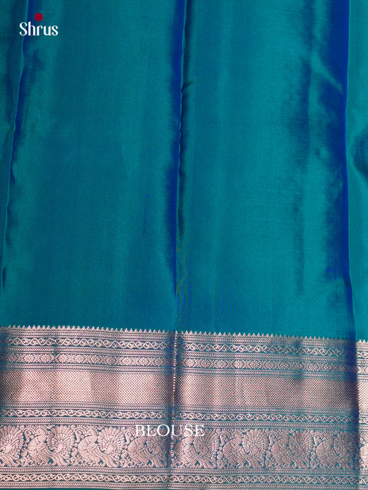 Buy Dazzling Teal Blue Kanjivaram Saree With Silver Floral Buttas, Traditional Zari Border & Brocade Pallu