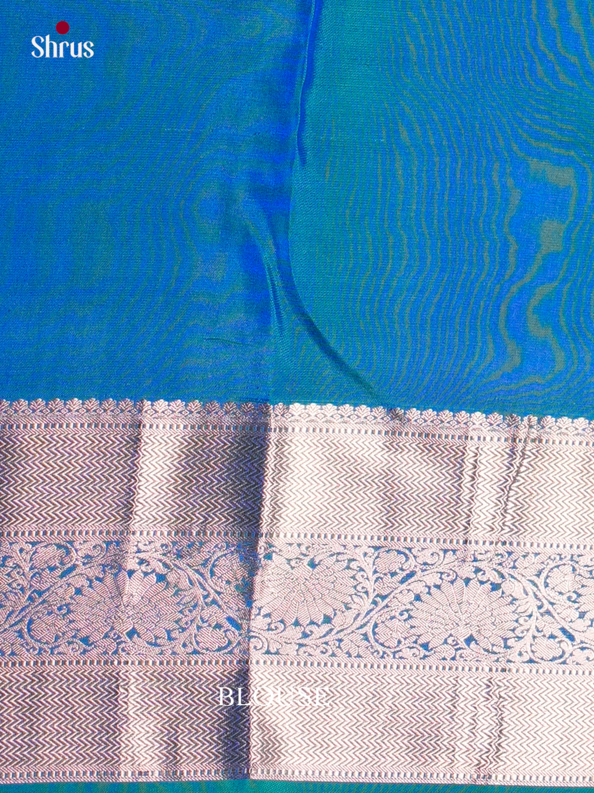 Buy Pretty Teal Kanjivaram Saree With Silver Leaf Motif Nestling, Kaddi Border & Brocade Pallu