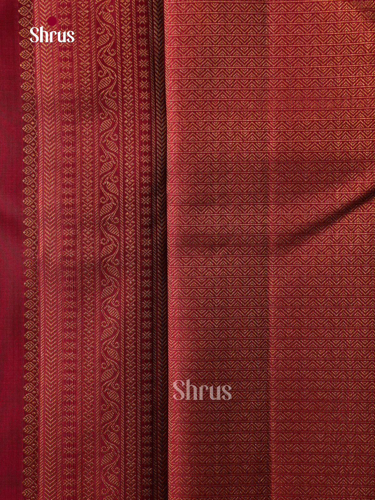 Timeless Maroon Kanchipuram Sarees With Vertical Gold Stripes & Self Border With Floral Vines
