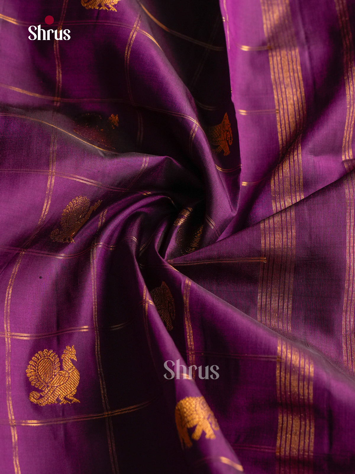 Timeless Purple 9Yards Silk Sarees With Checks & Buttas | Self Kaddi Zari Border
