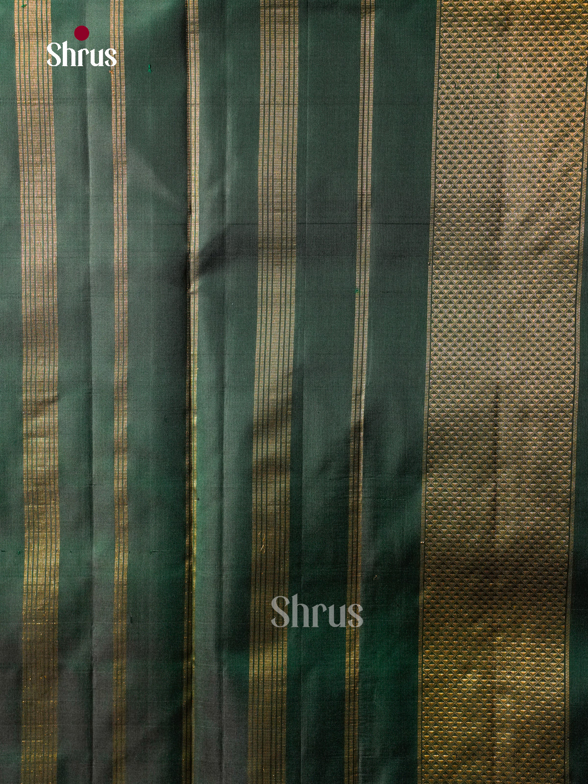Traditional Green 9Yards Pattu Sarees With Checks & Buttas | Self Kaddi Zari Border