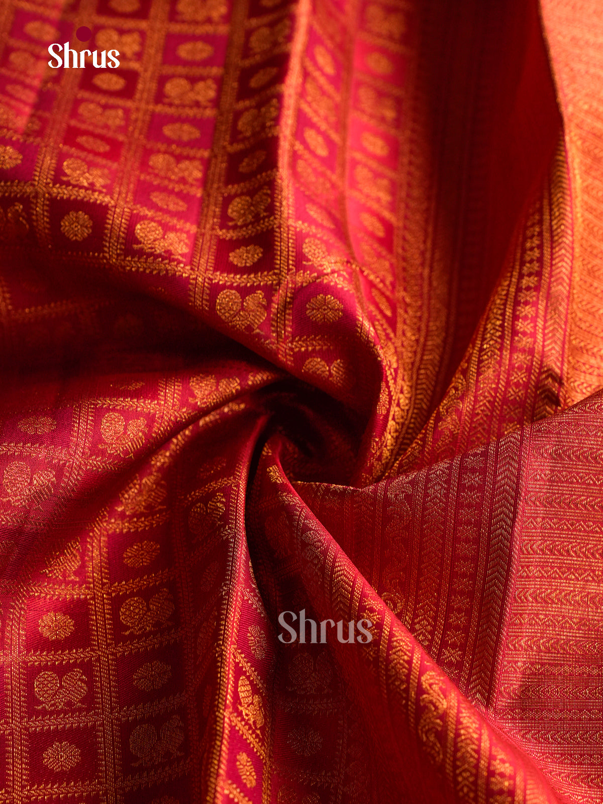Traditional Red Pattu Saree With Zari checks & woven Motifs | Self Zari Border & Pallu