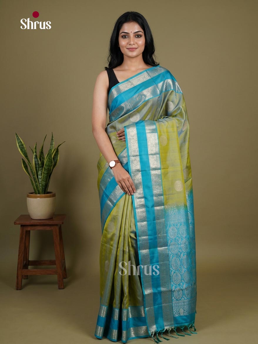 Unique Maanthulir Soft Silk Sarees with Circular Buttas, Aqua Blue Rettaipet Border & Brocade Pallu