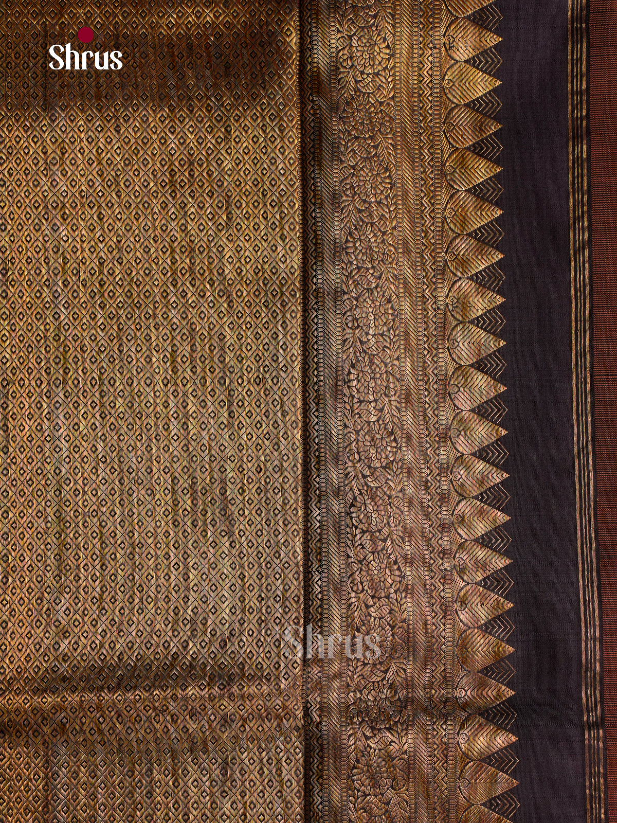 Vivid Orange Kanchipuram Silk Sarees With Thread Buttas & Black Rettapet Zari Border With Maroon Band