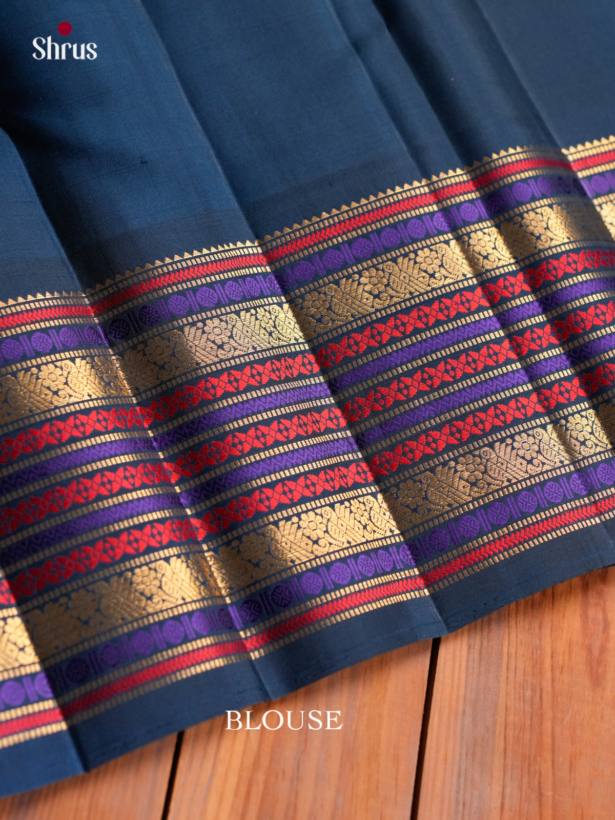 Vivid Yellow Kanchi Pattu Saree With Round Buttas | Navy Blue With Colorful Thread Striped Bands