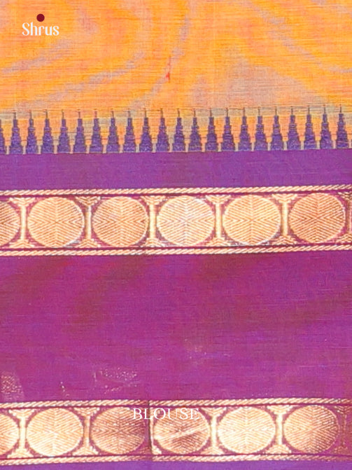 Warm Golden Yellow Chettinad Cotton Sarees With Thread Buttas & Rettapet Zari Border