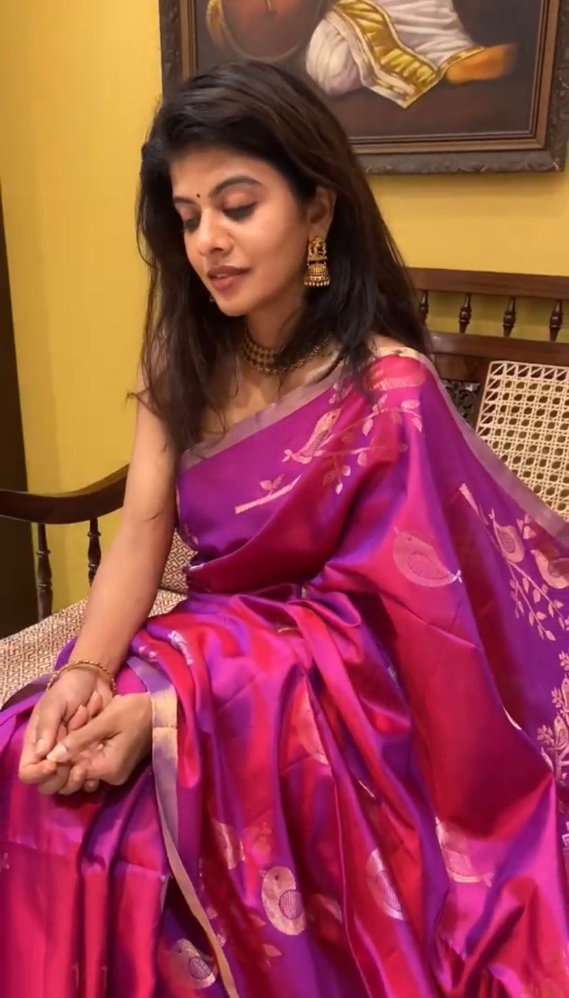 Dual Toned Purple (Single Tone) - Soft SIlk Saree - Shop on ShrusEternity.com