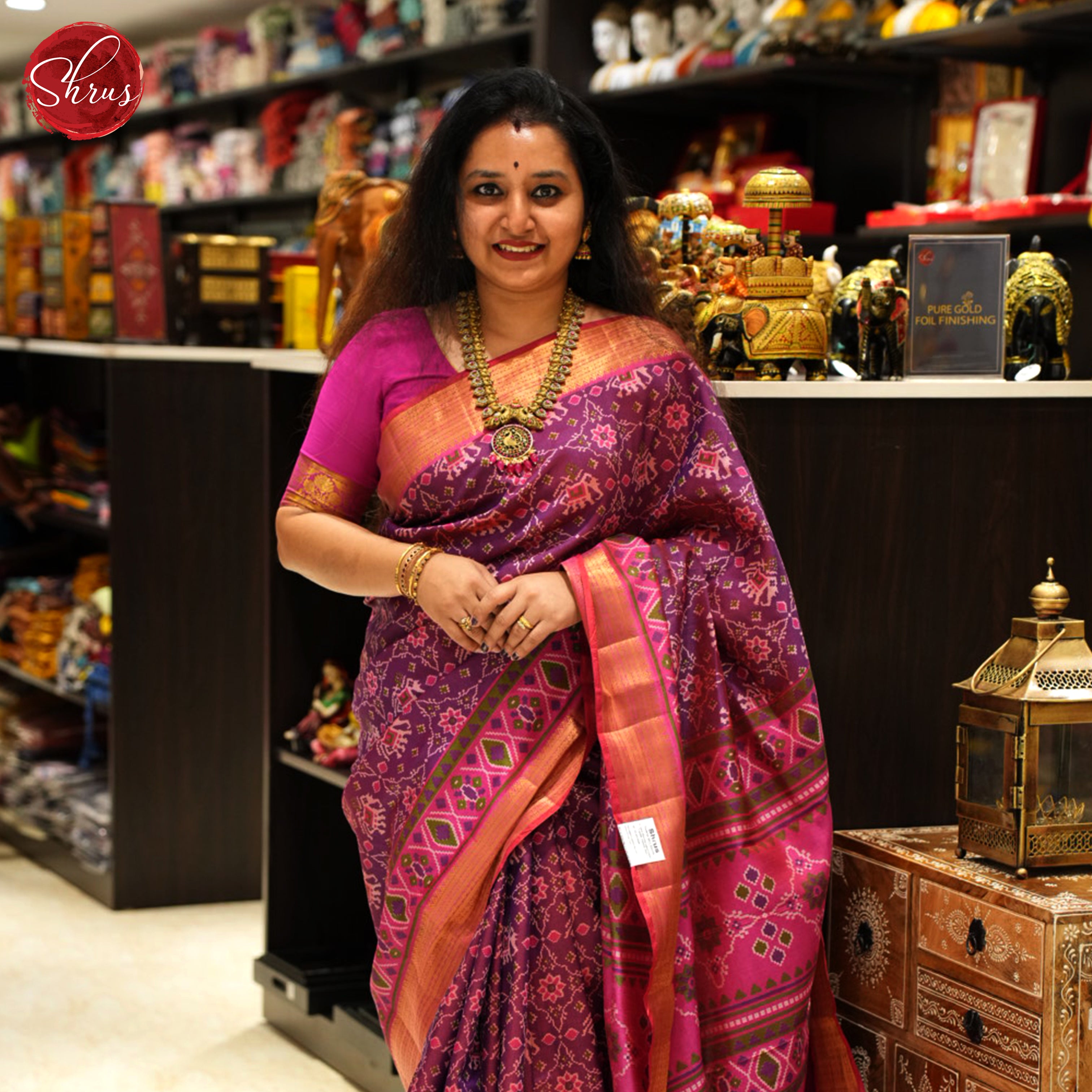 Purple And Pink- Semi Patola Saree - Shop on ShrusEternity.com