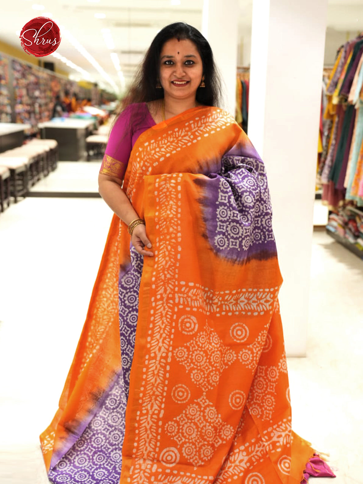 Lavender And Orange - Bhatik Saree - Shop on ShrusEternity.com