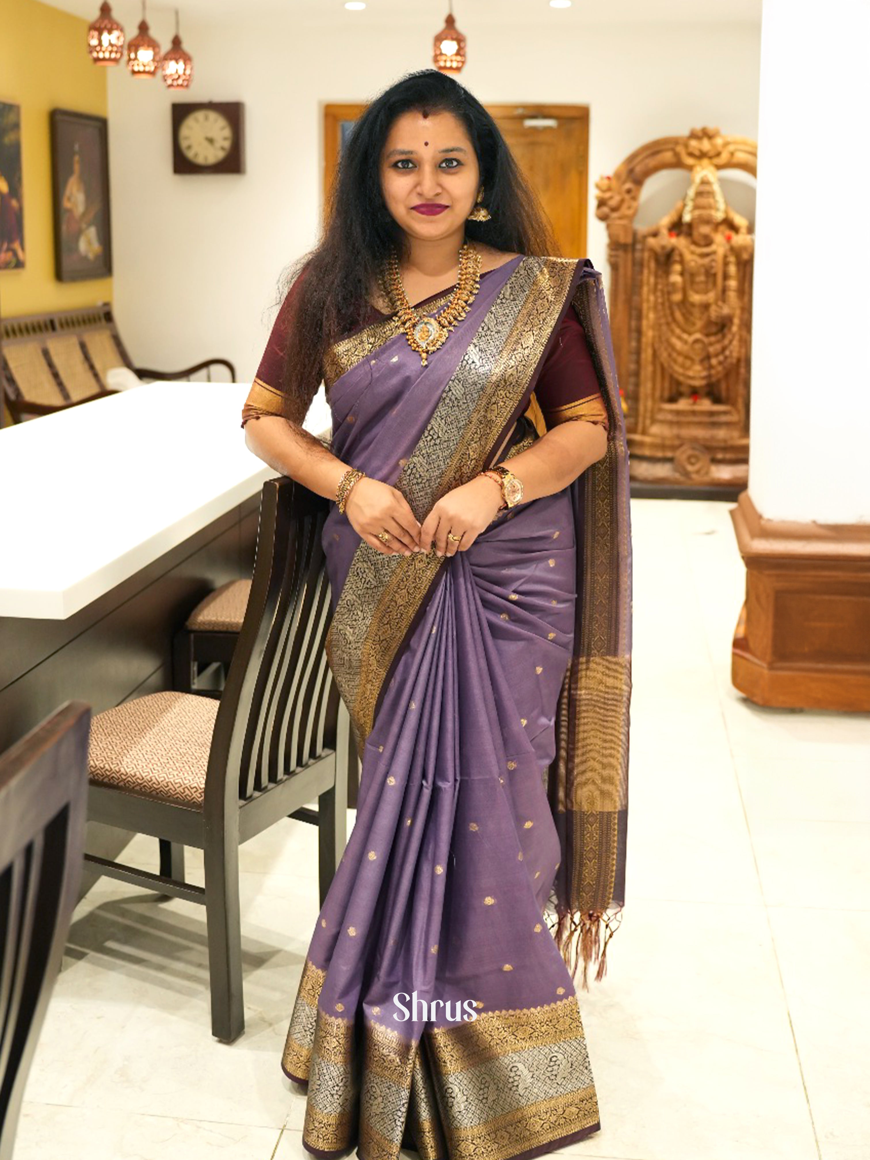 Lavender & Purple - North Silkcotton Saree - Shop on ShrusEternity.com