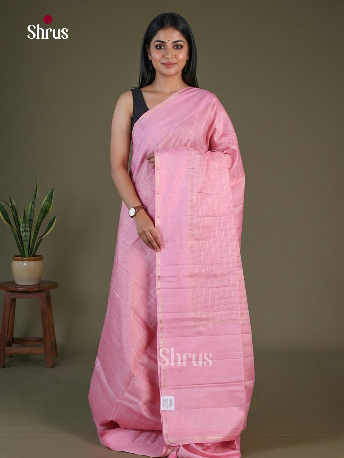 Elegant Light Pink Semi Rawsilk Saree - EFS30142
