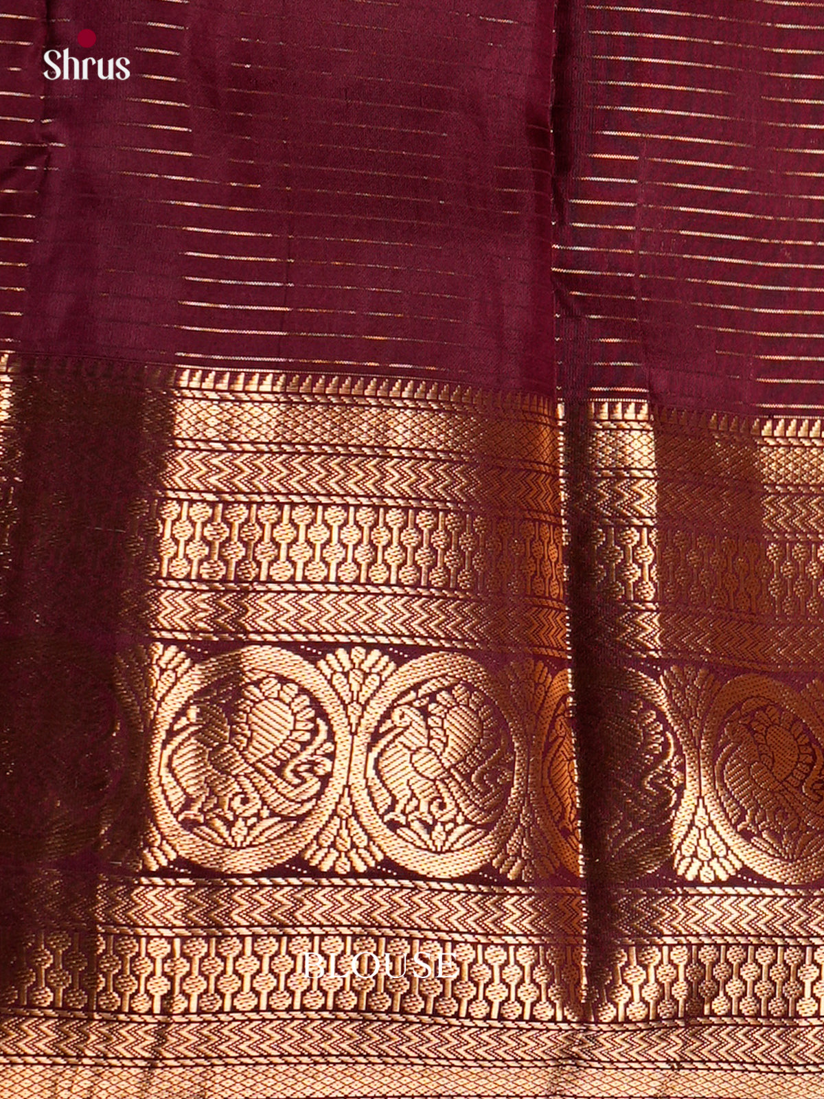 Buy Classic Wine Kanjivaram Saree with Vaira Oosi Checks, Buttas, Zari Border & BRocade Pallu