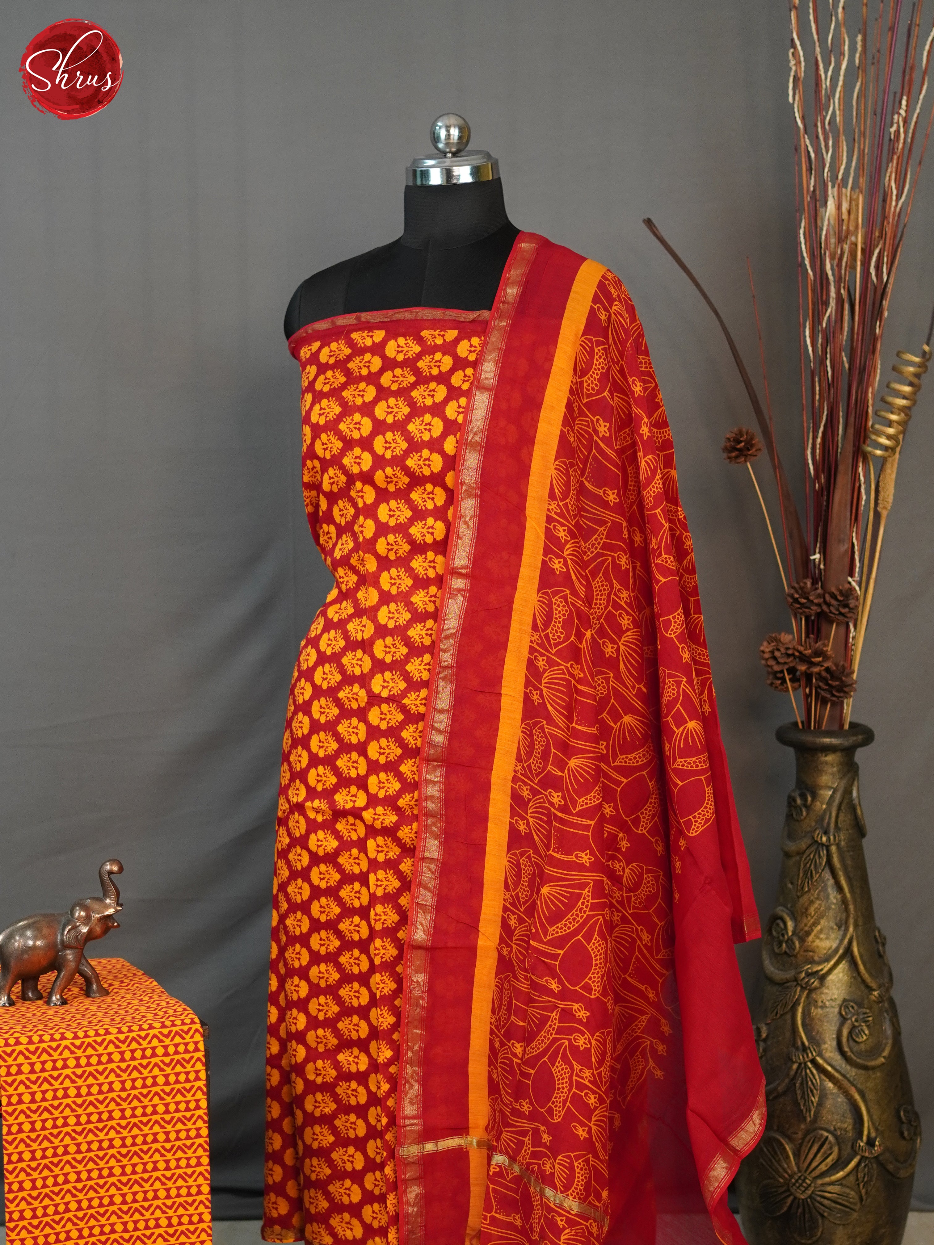 Red & Mustard - Chanderi salwar - Shop on ShrusEternity.com