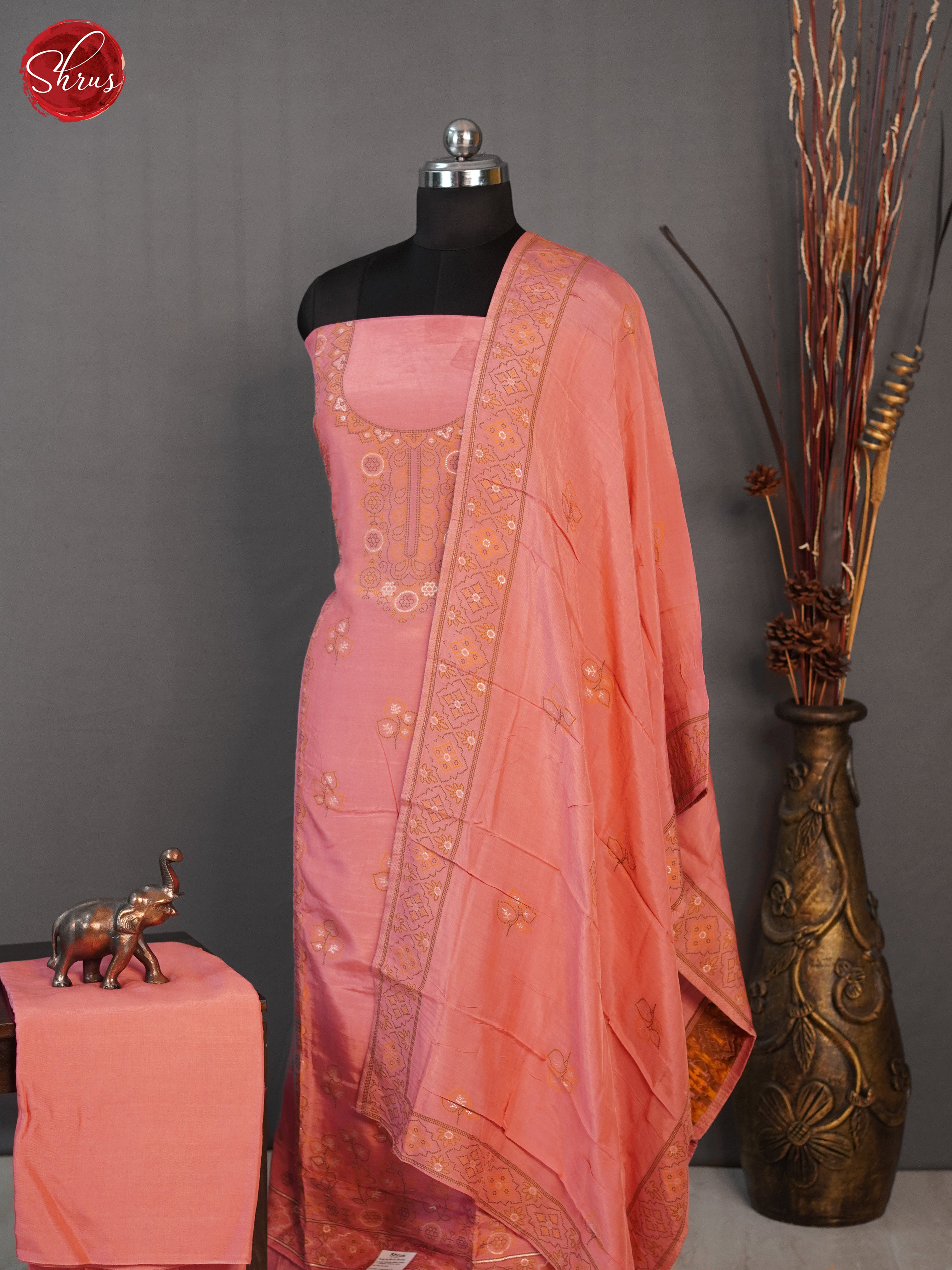 Pink  -Unstitched Salwar - Shop on ShrusEternity.com