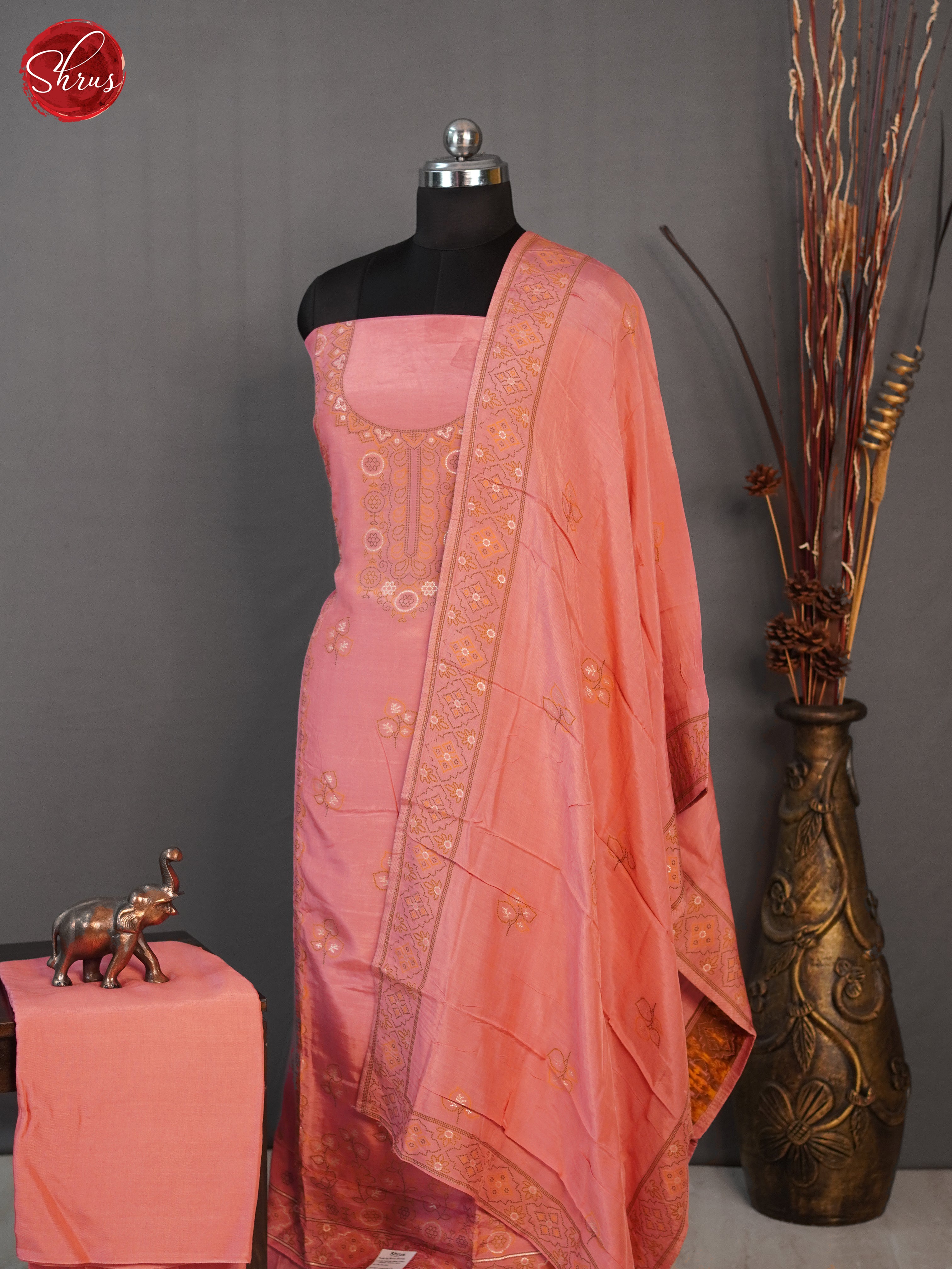 Pink -Unstitched Salwar - Shop on ShrusEternity.com