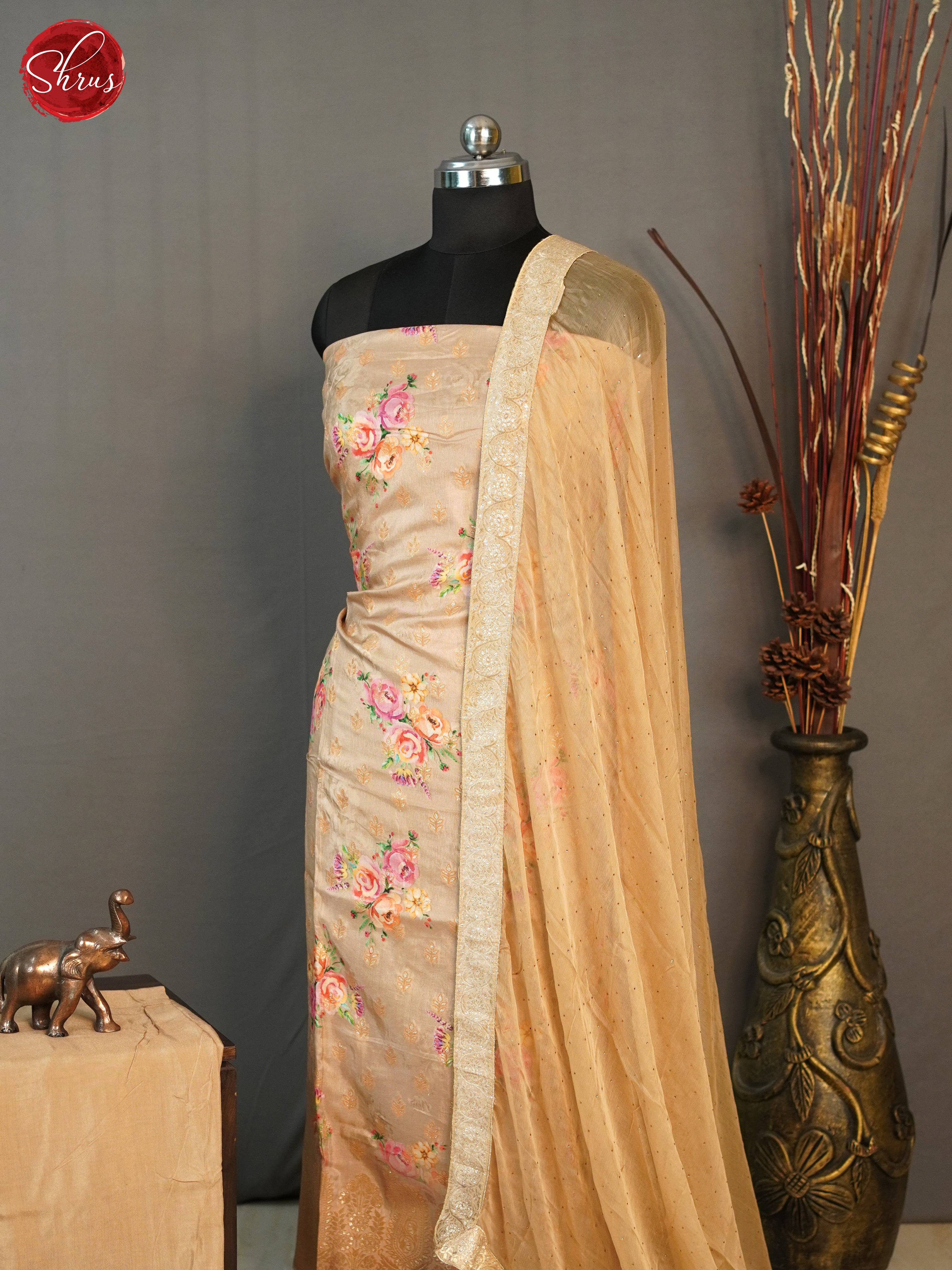 Beige - Unstitched Salwar - Shop on ShrusEternity.com
