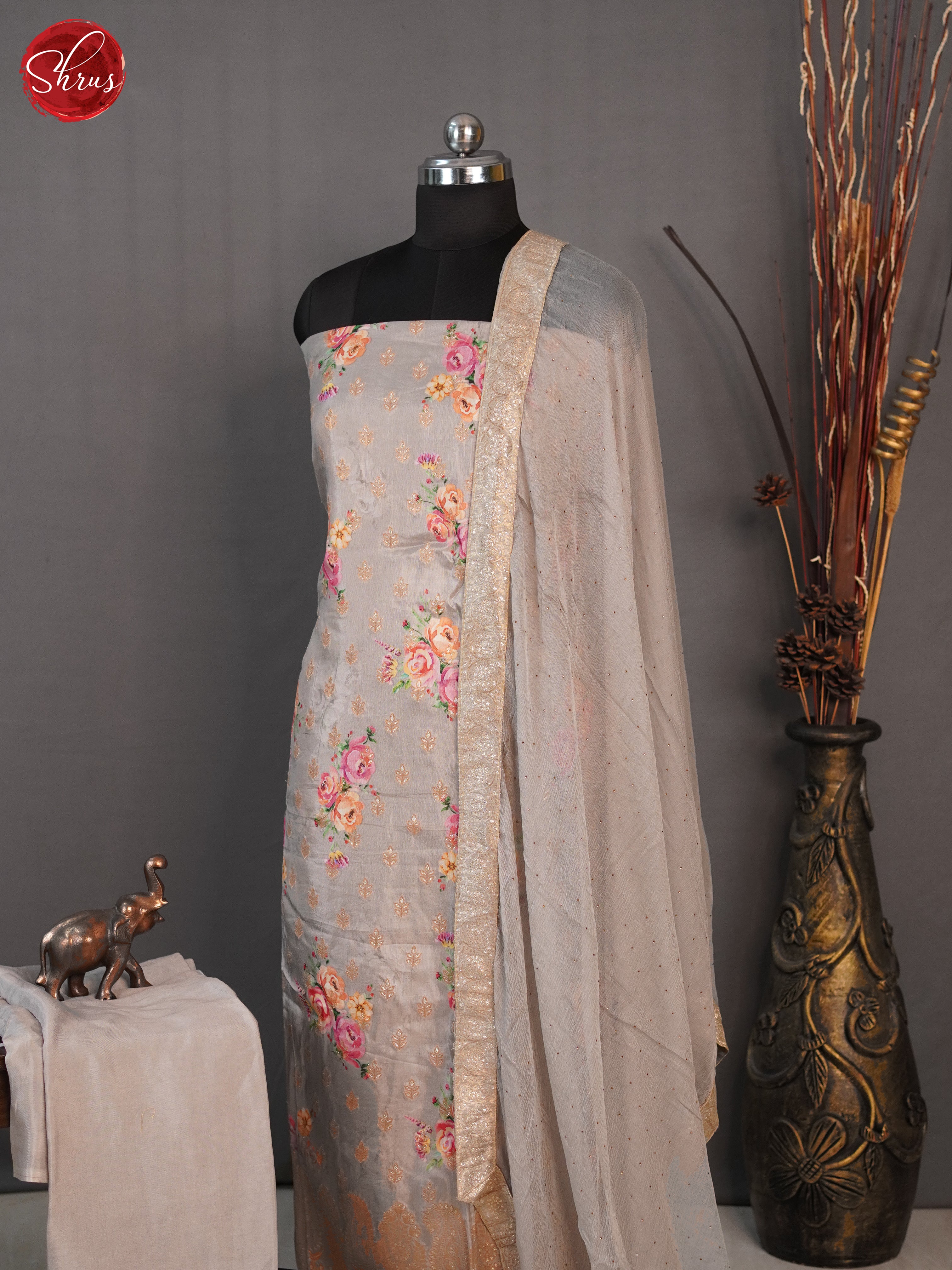 Grey - Unstitched Salwar - Shop on ShrusEternity.com