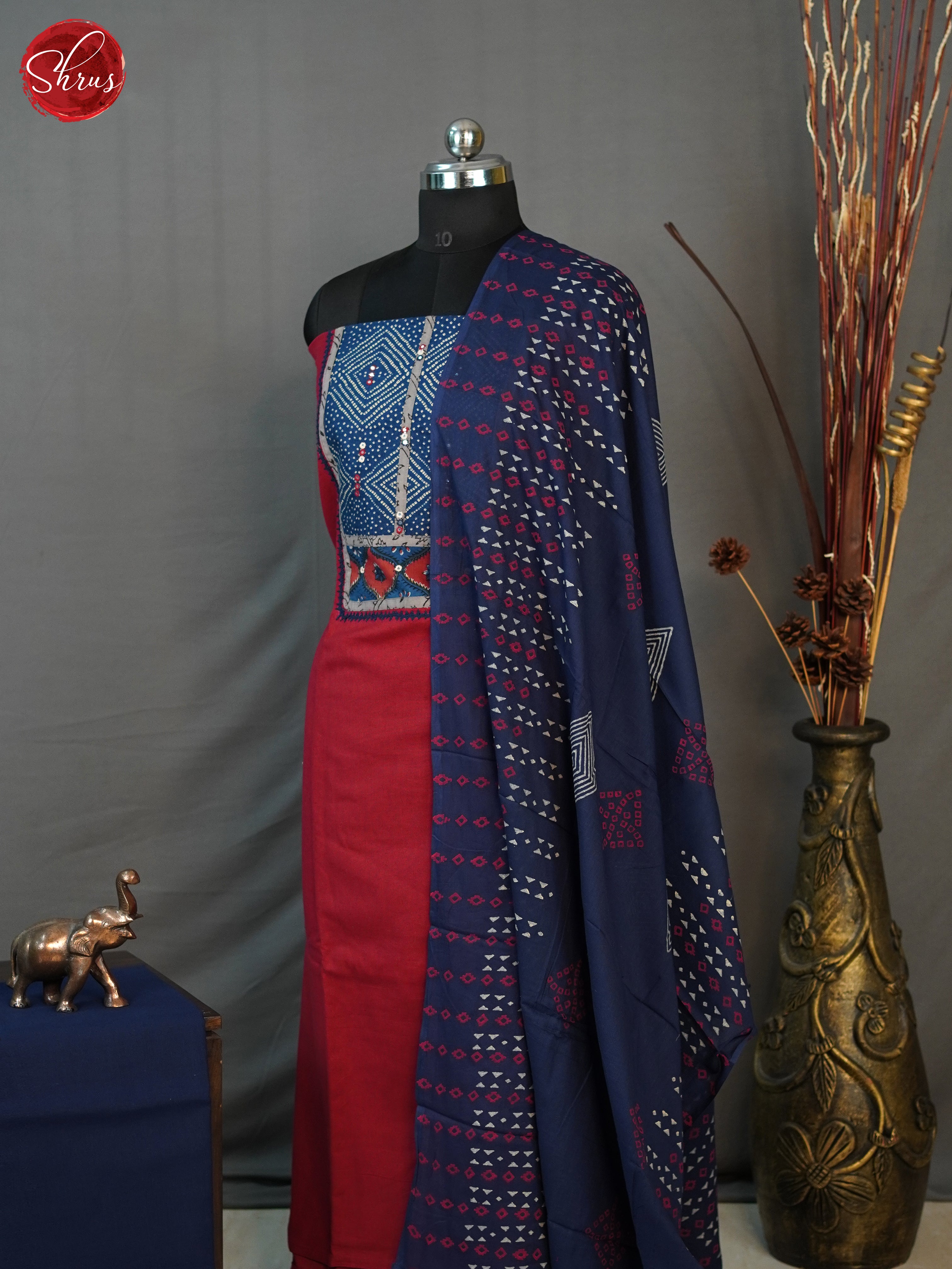 Red & Blue - Cotton salwar - Shop on ShrusEternity.com