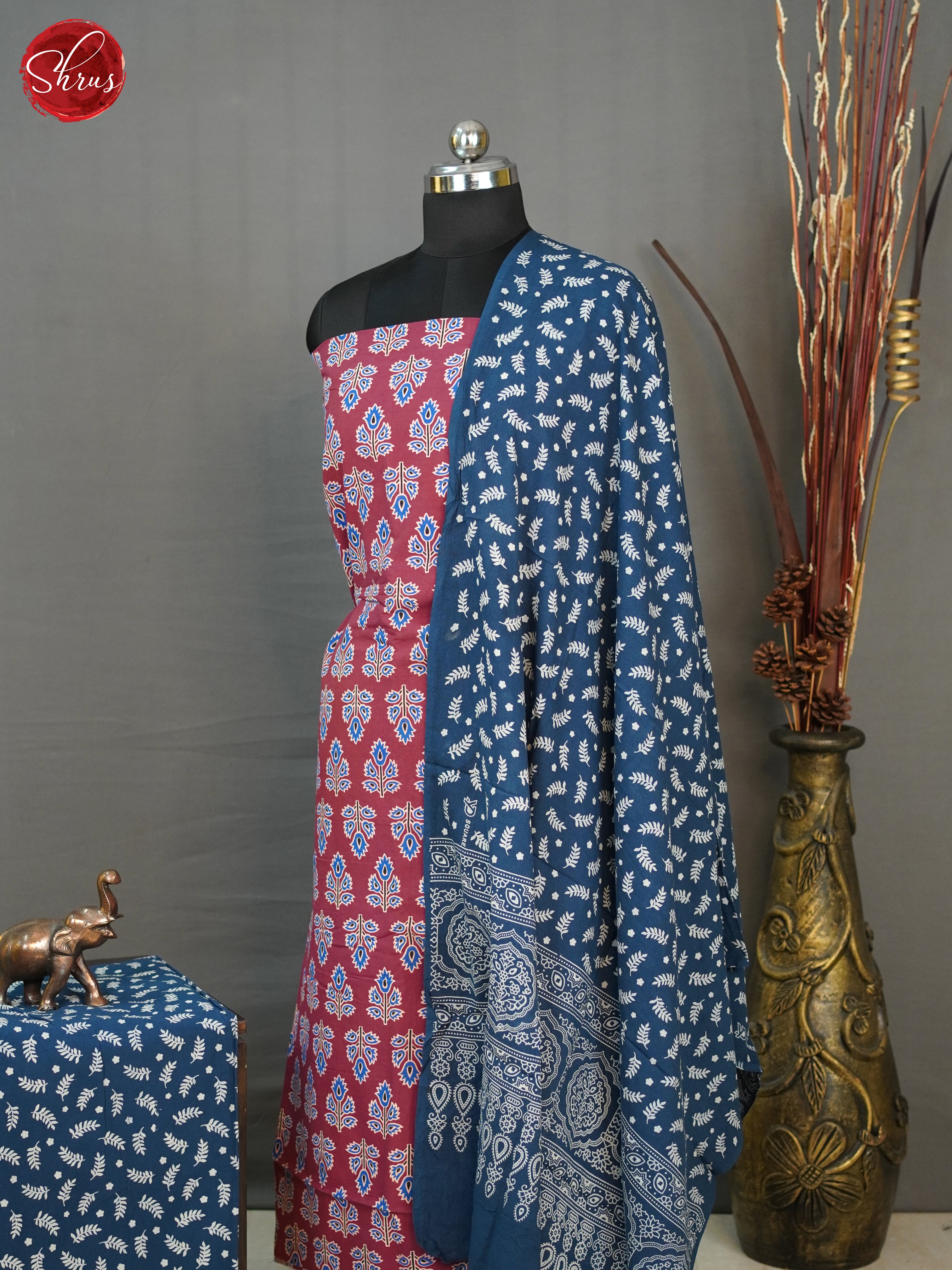 Red & Blue- Ajrakh Salwar - Shop on ShrusEternity.com