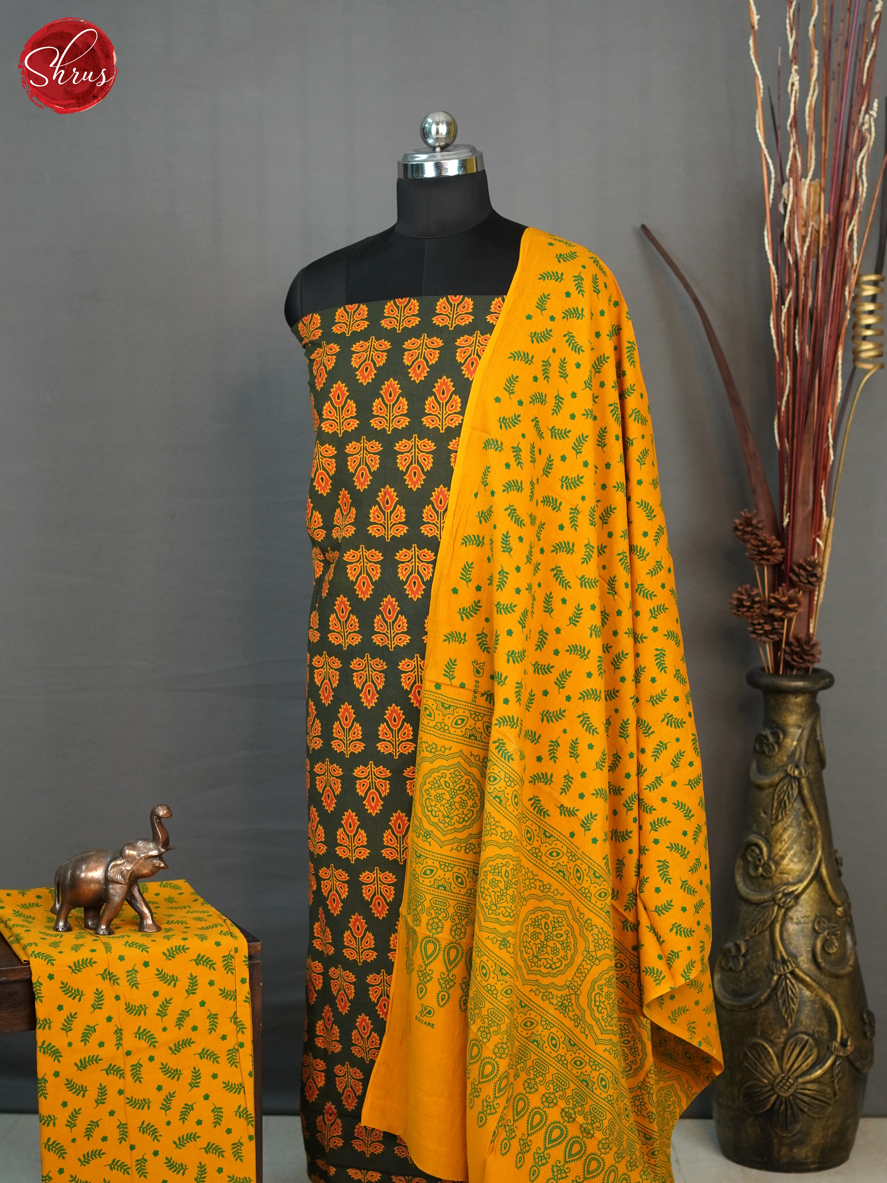 Green & Mustard- Ajrakh Salwar - Shop on ShrusEternity.com