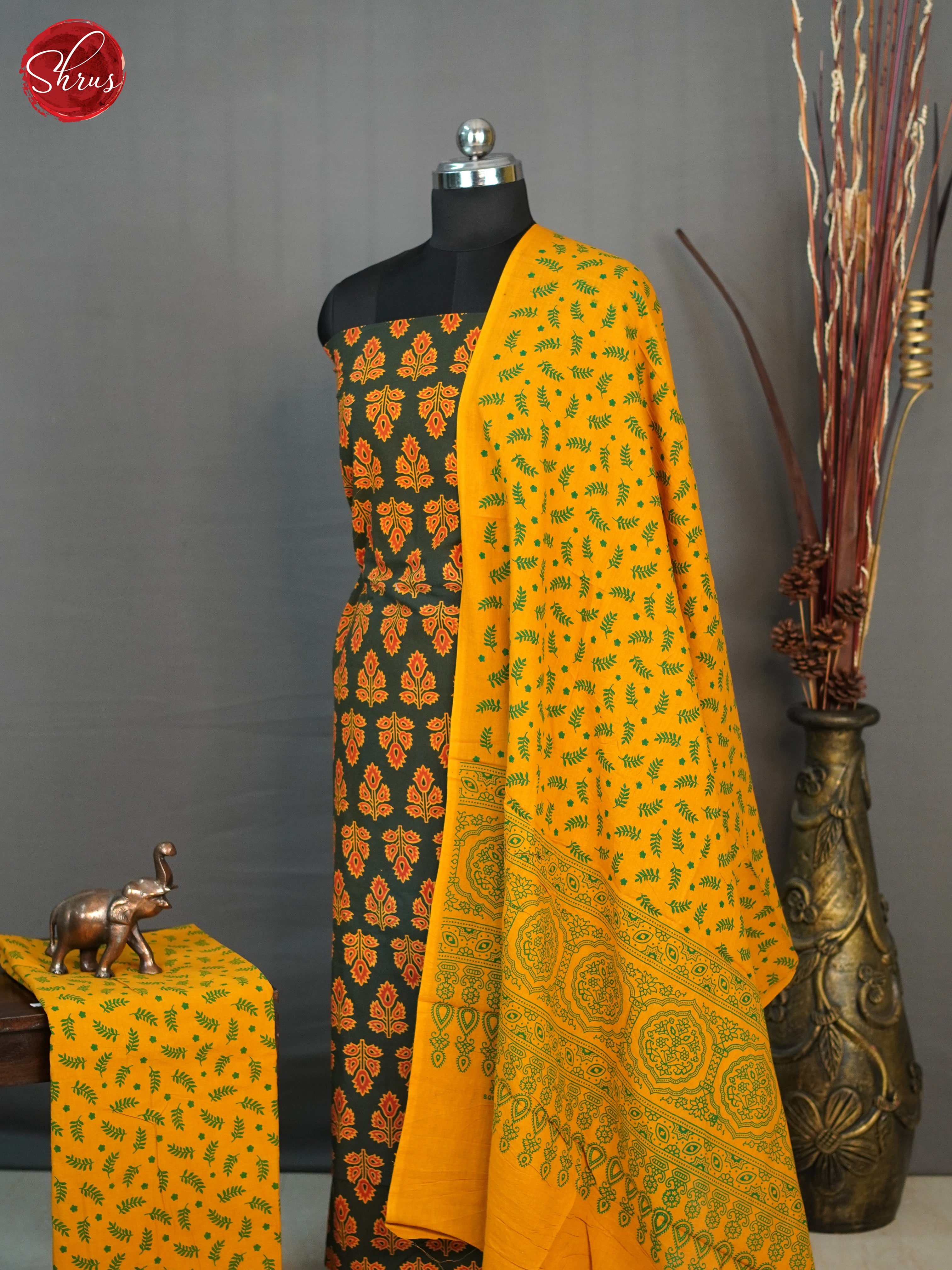 Green & Mustard - Ajrakh Salwar - Shop on ShrusEternity.com