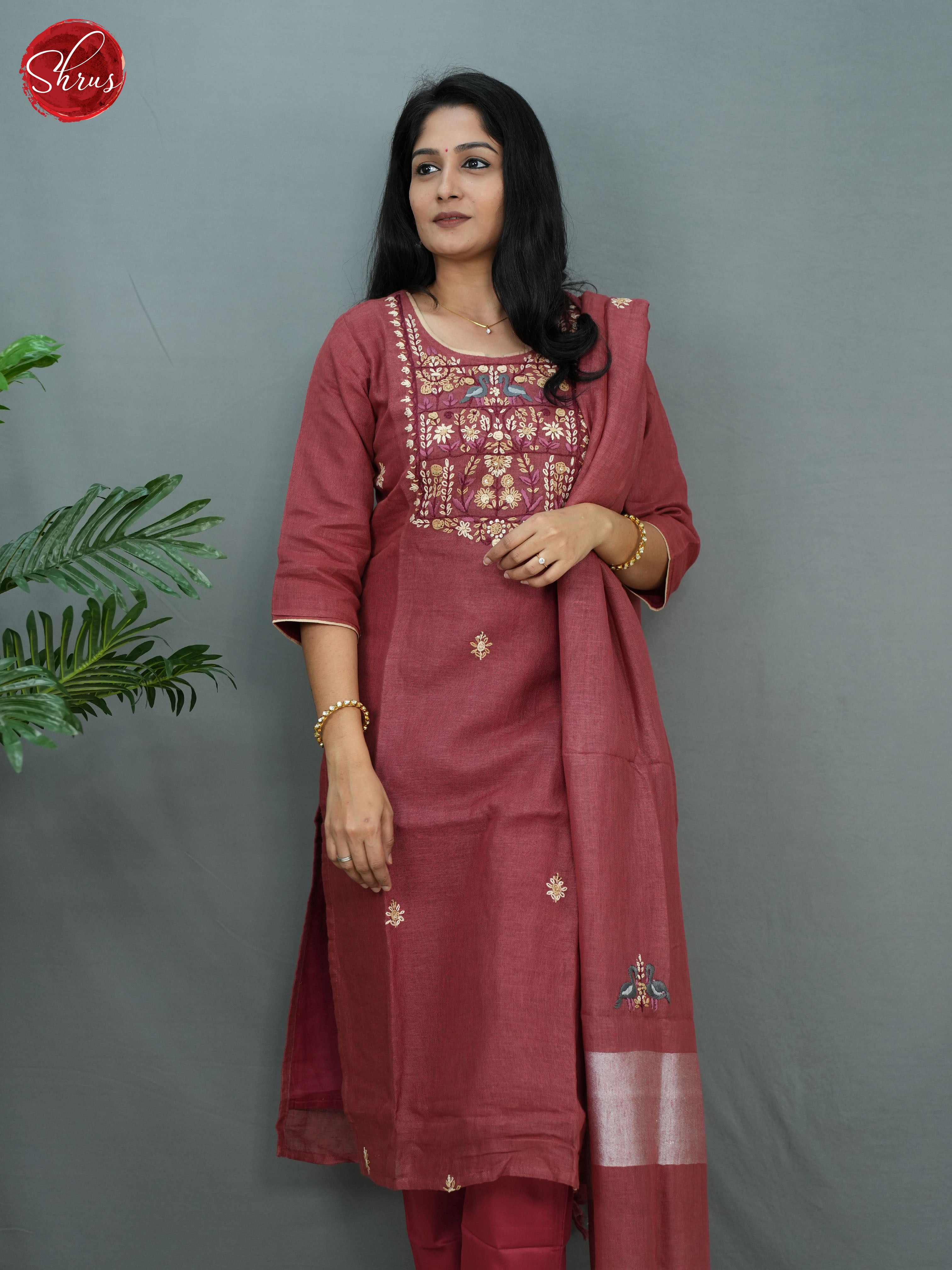Maroon - 3pc Readymade Salwar - Shop on ShrusEternity.com