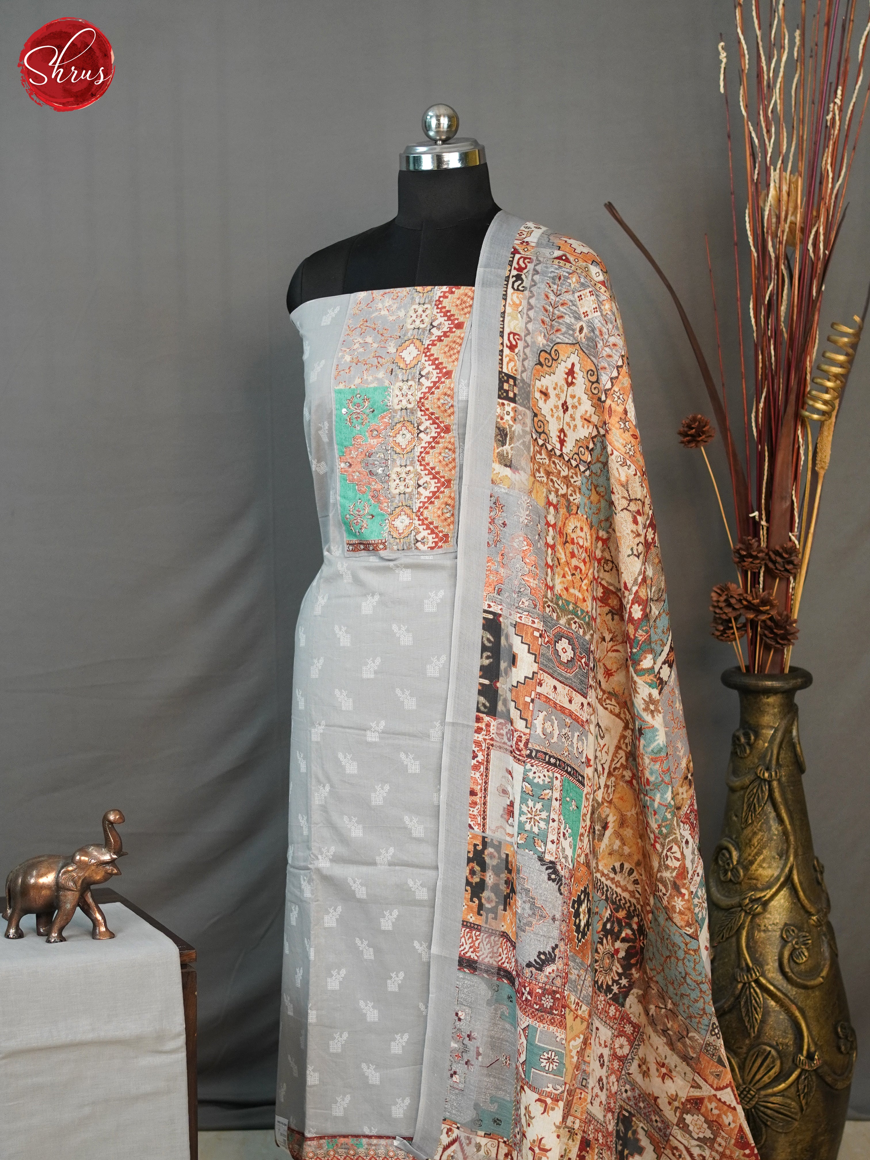 Grey - Unstitched Salwar - Shop on ShrusEternity.com