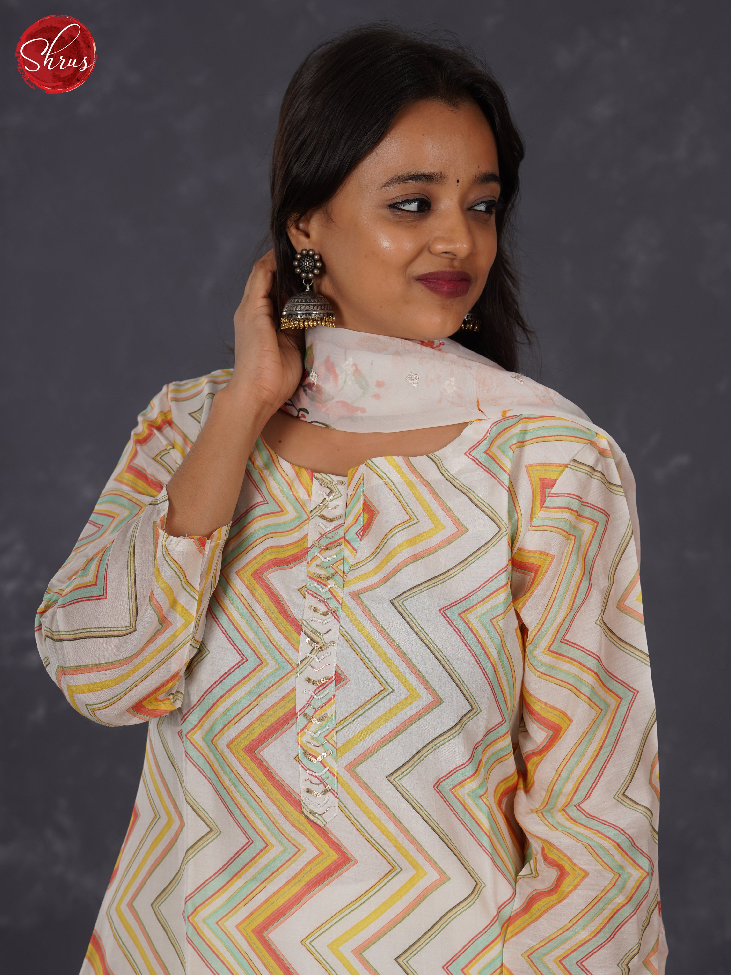 Cream & Yellow - Cotton 3-piece Readymade Salwar - Shop on ShrusEternity.com