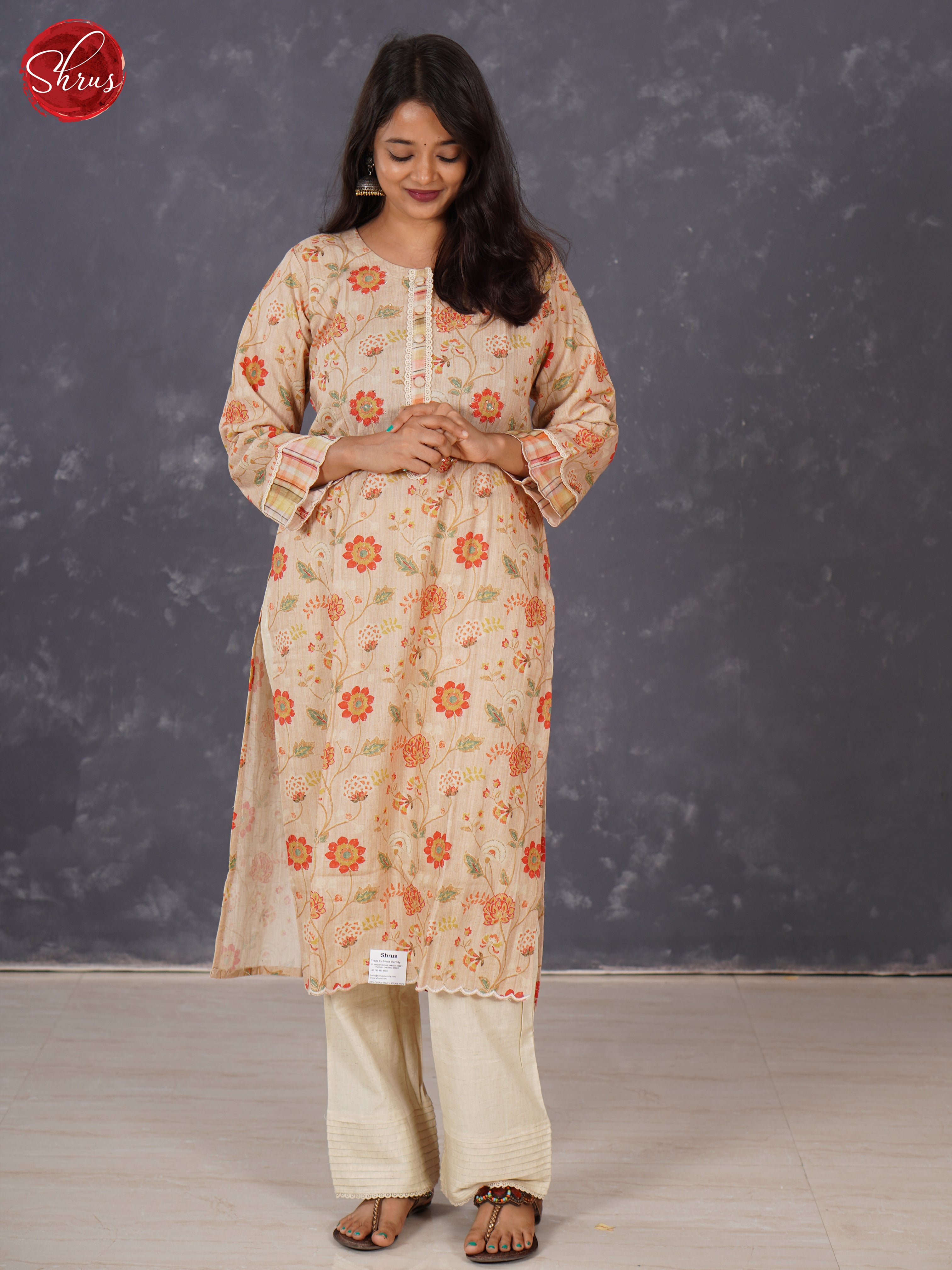 Grey -Cotton 2-piece Readymade Salwar - Shop on ShrusEternity.com