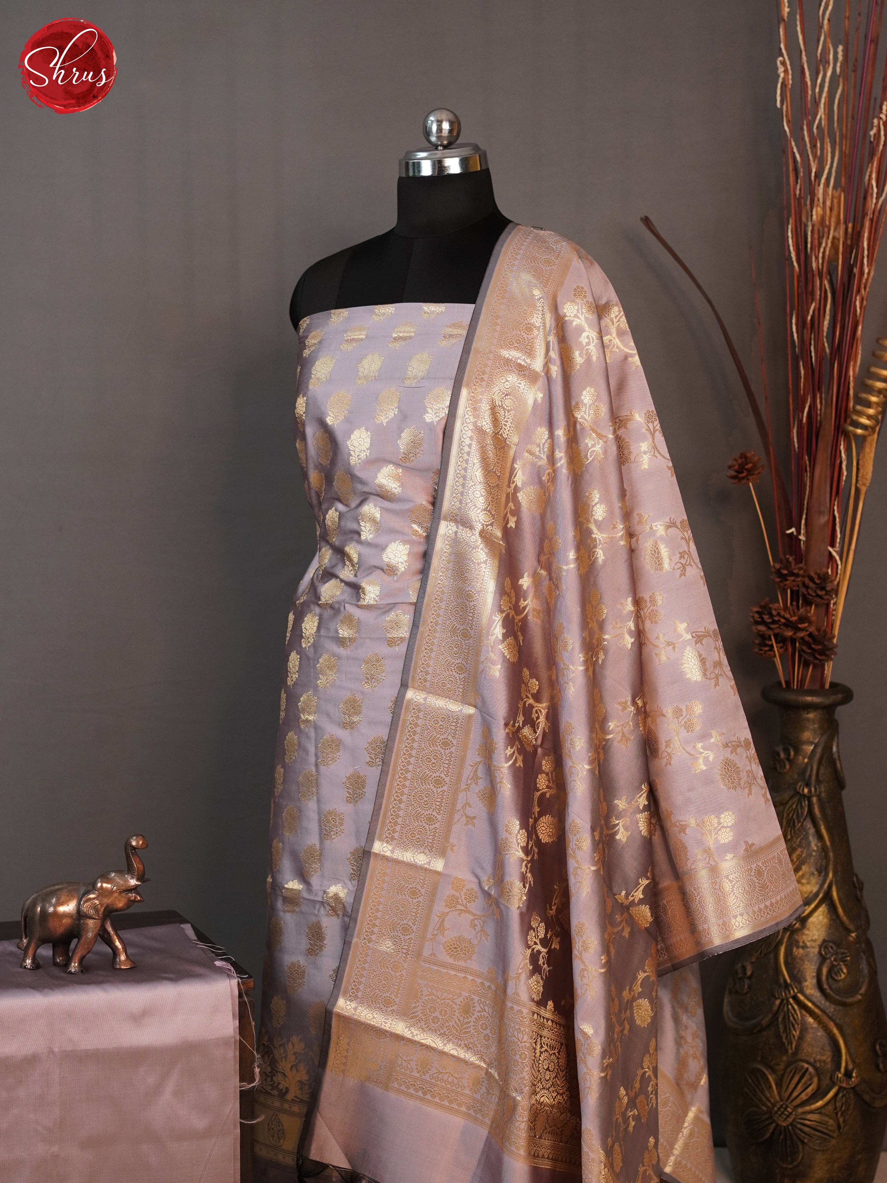 Dusty Pink - Semi Banarasi Unstitched salwar - Shop on ShrusEternity.com