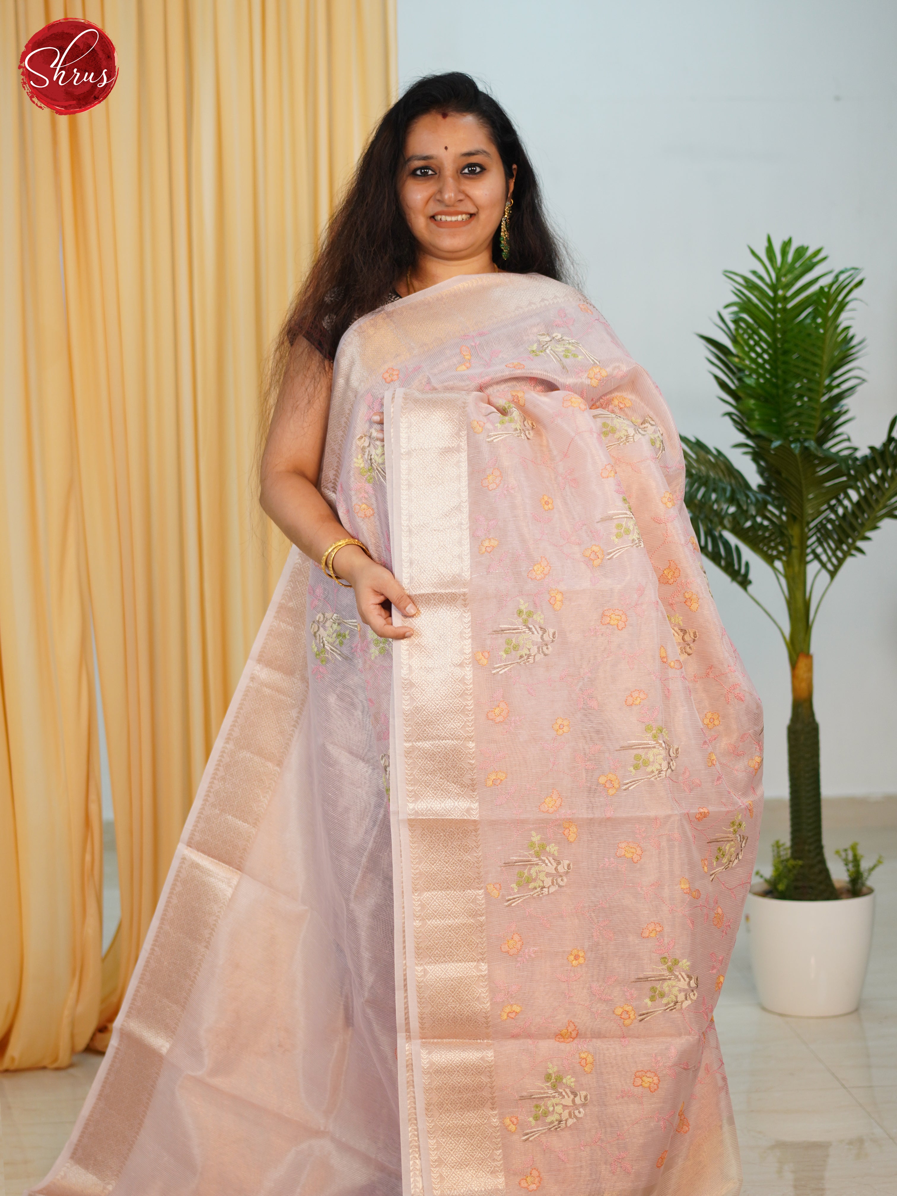 Light Pink(Single Tone) - Semi tissue Saree - Shop on ShrusEternity.com