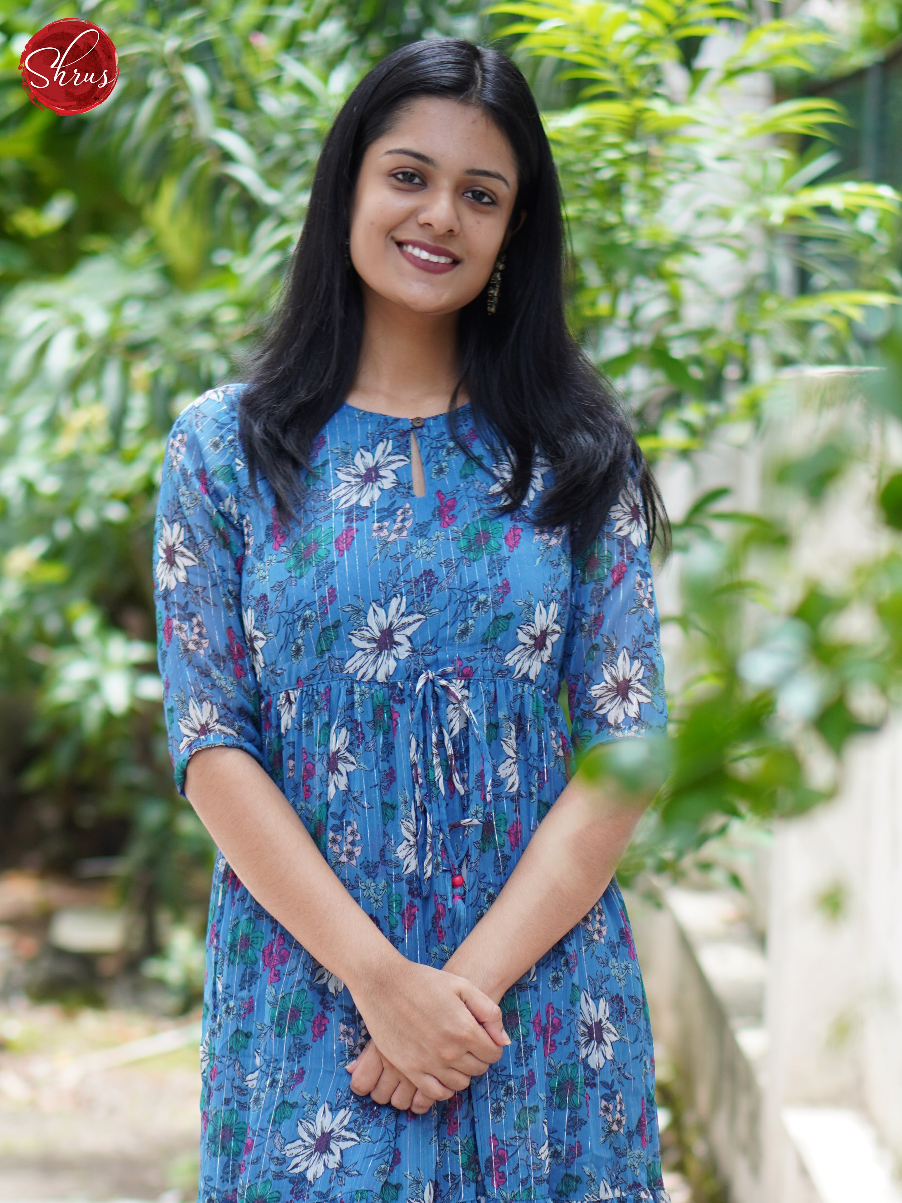 Blue - Printed Readymade kurti - Shop on ShrusEternity.com