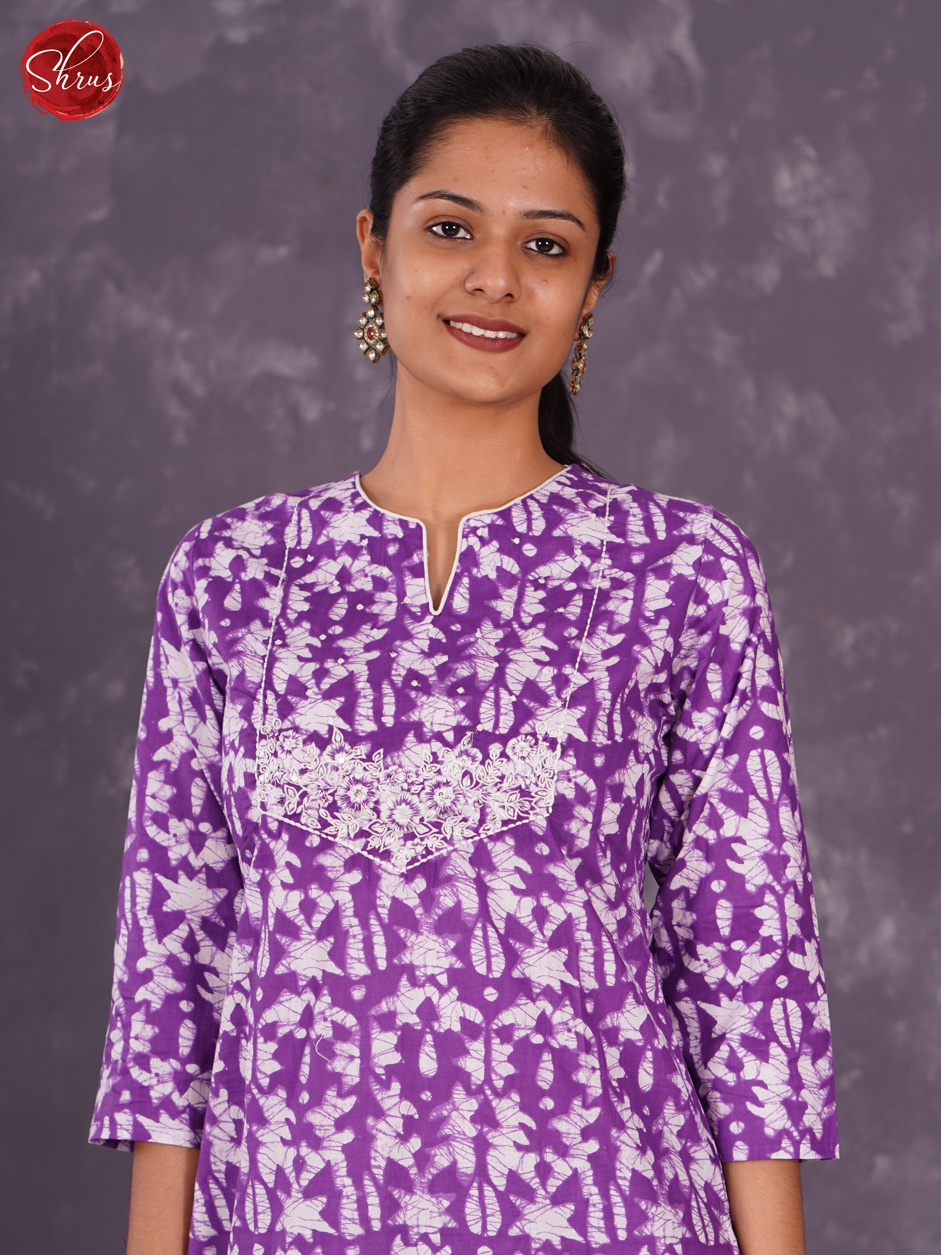 Purple - Printed Readymade kurti - Shop on ShrusEternity.com