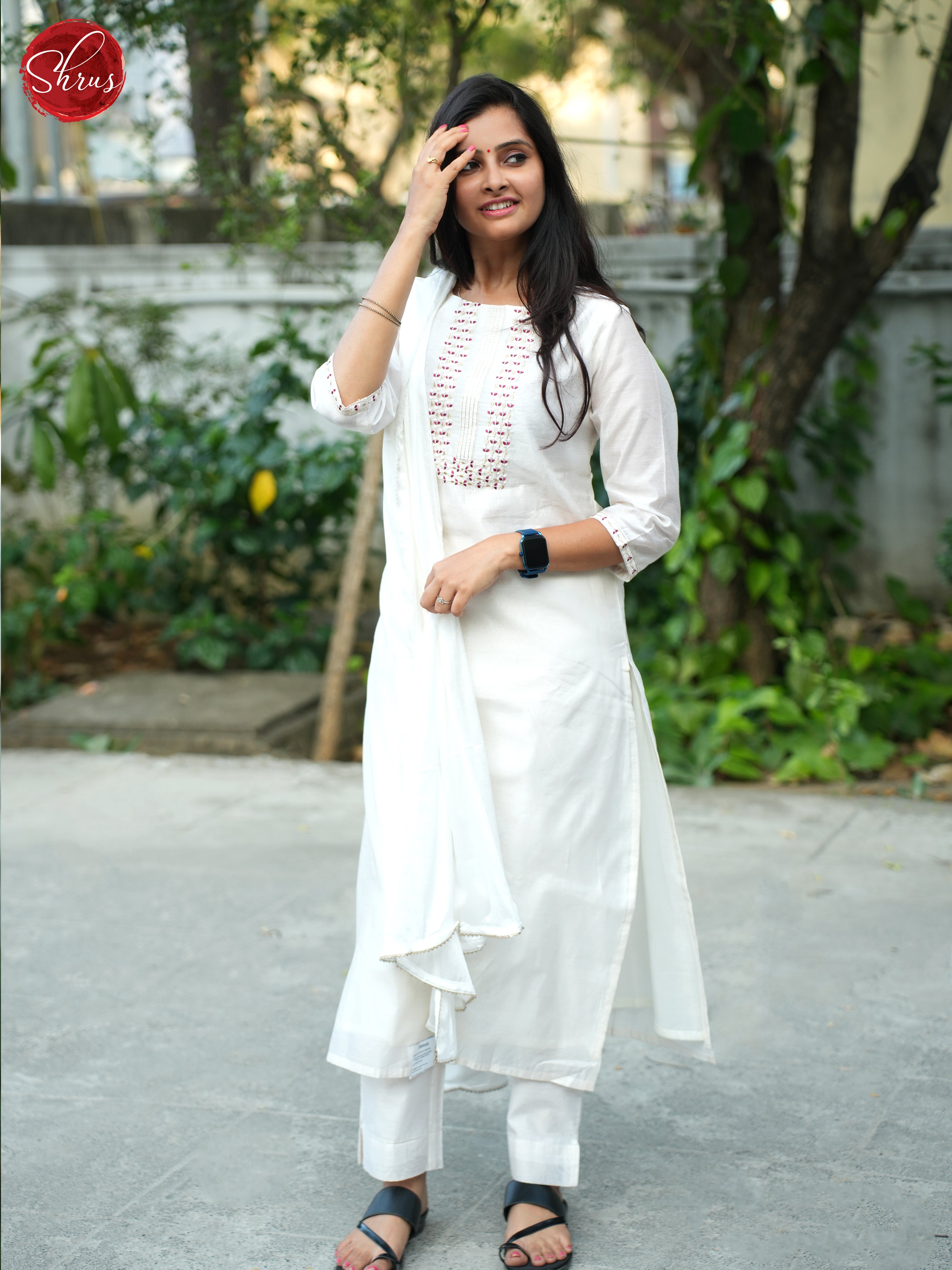 White -3pc Readymade Salwar - Shop on ShrusEternity.com