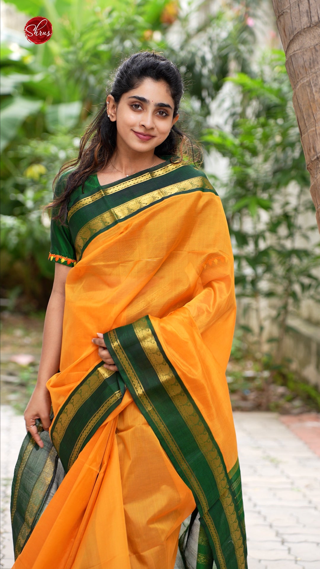 Mustard & Green - Silk Cotton Saree - Shop on ShrusEternity.com