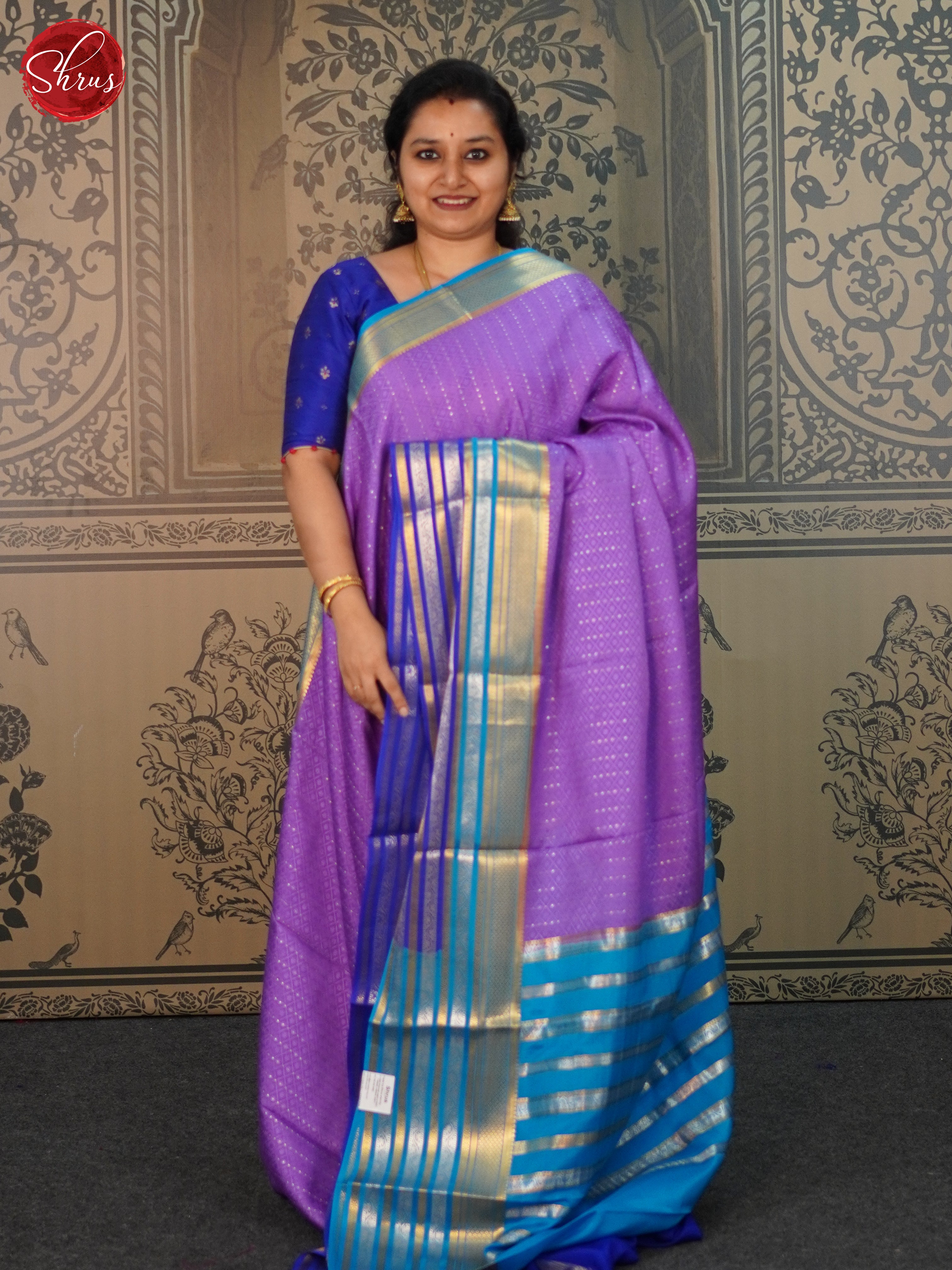 Lavender & Blue- Mysore Silk Saree - Shop on ShrusEternity.com