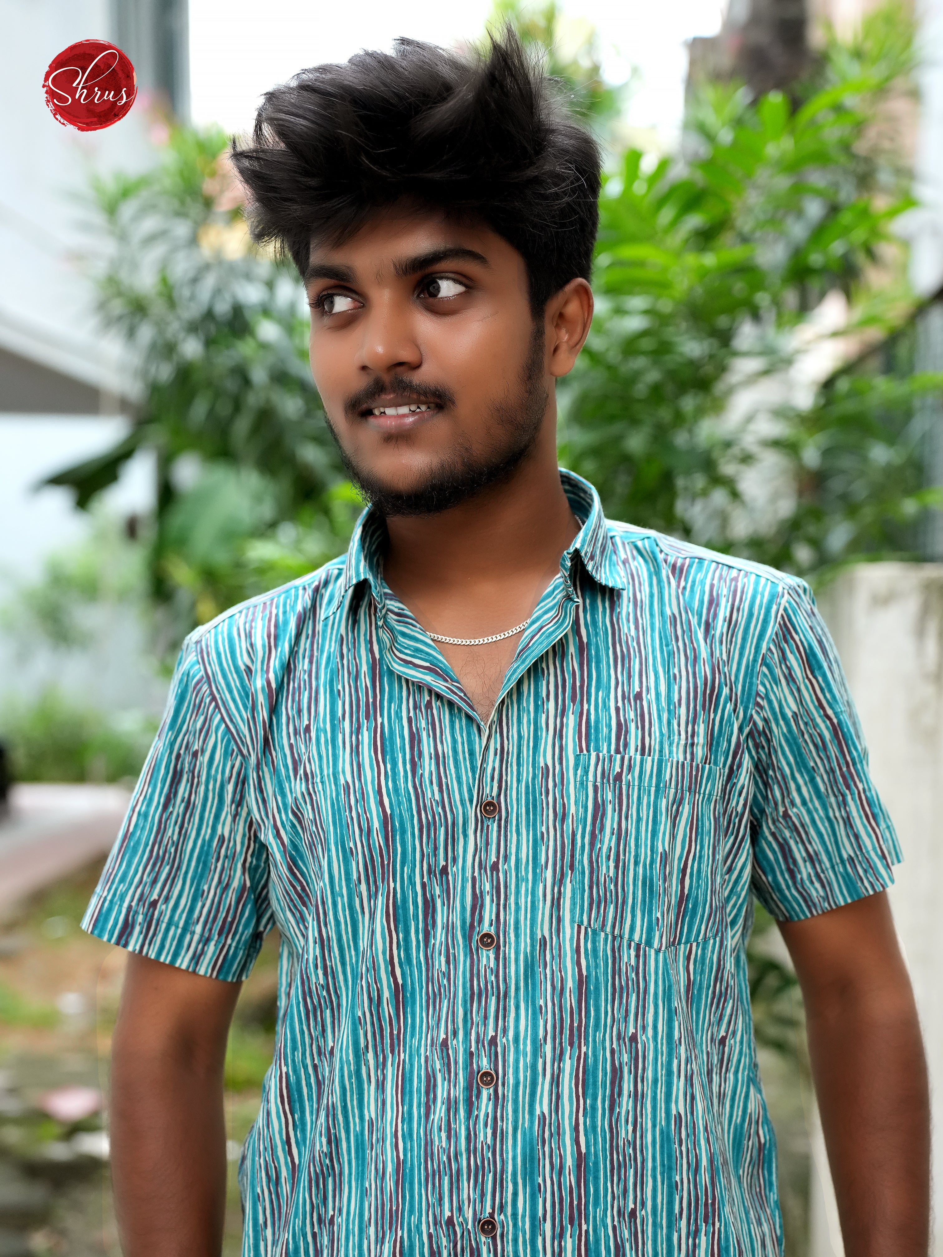 BIS02079 - Block Print Shirt - Sky Blue - Shop on ShrusEternity.com