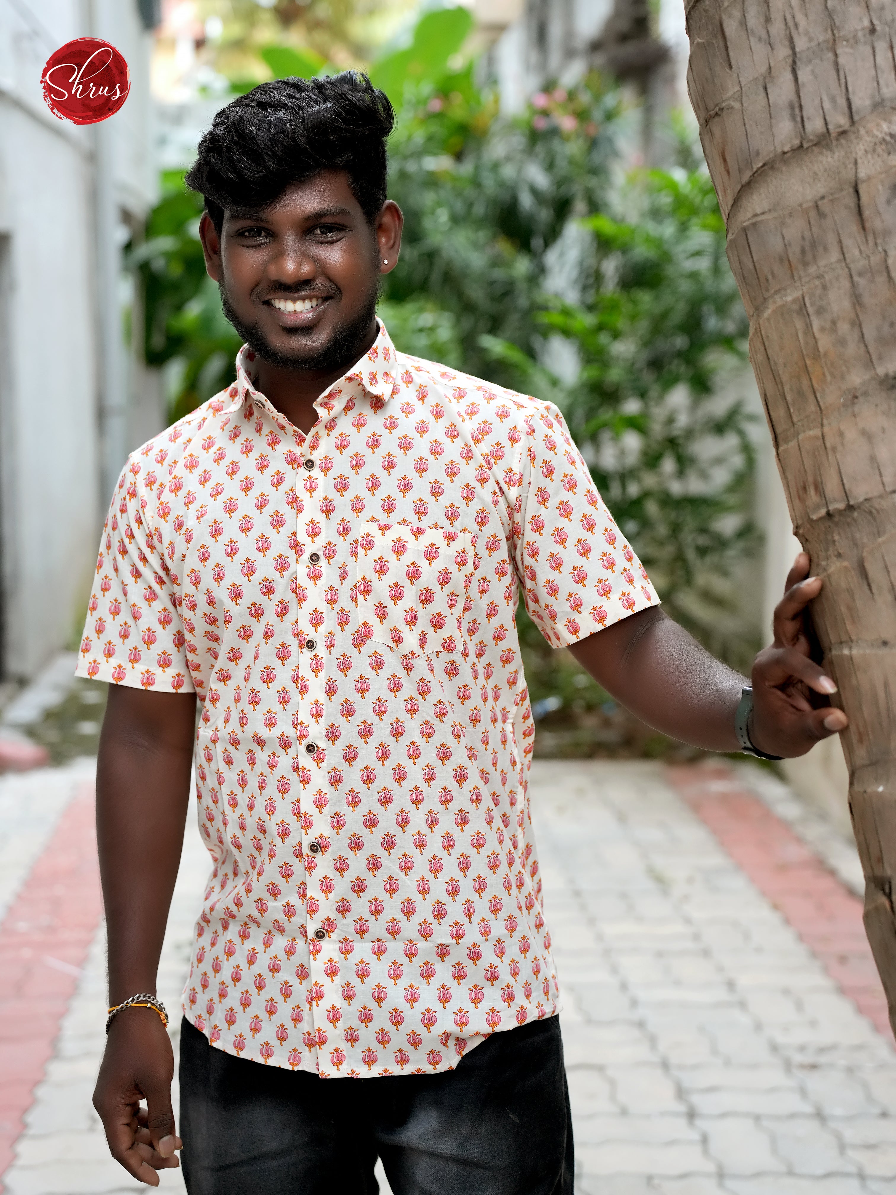 BIS02099 - Block Print Shirt -Pale yellow - Shop on ShrusEternity.com