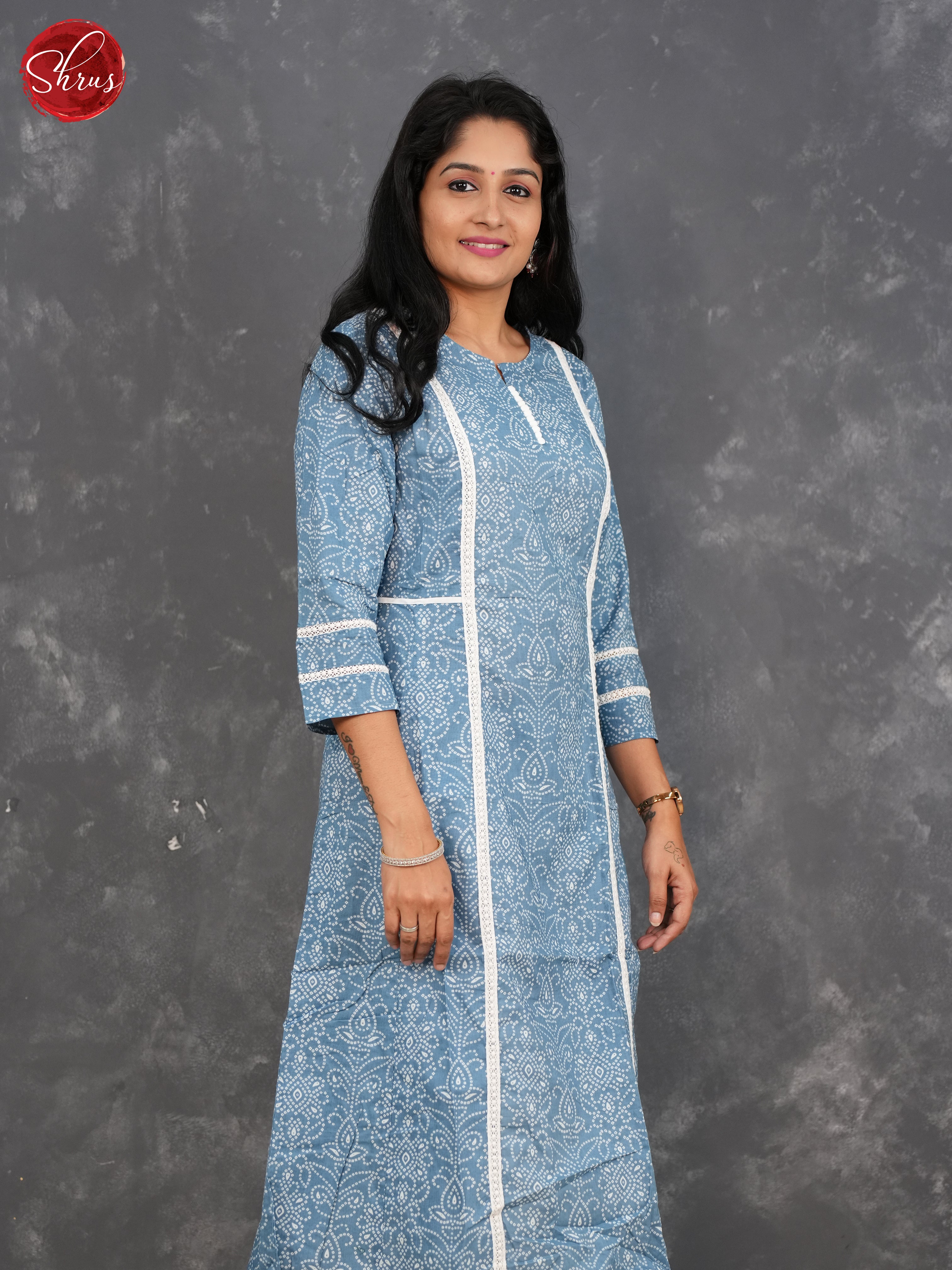 Blue -Printed Readymade kurti - Shop on ShrusEternity.com