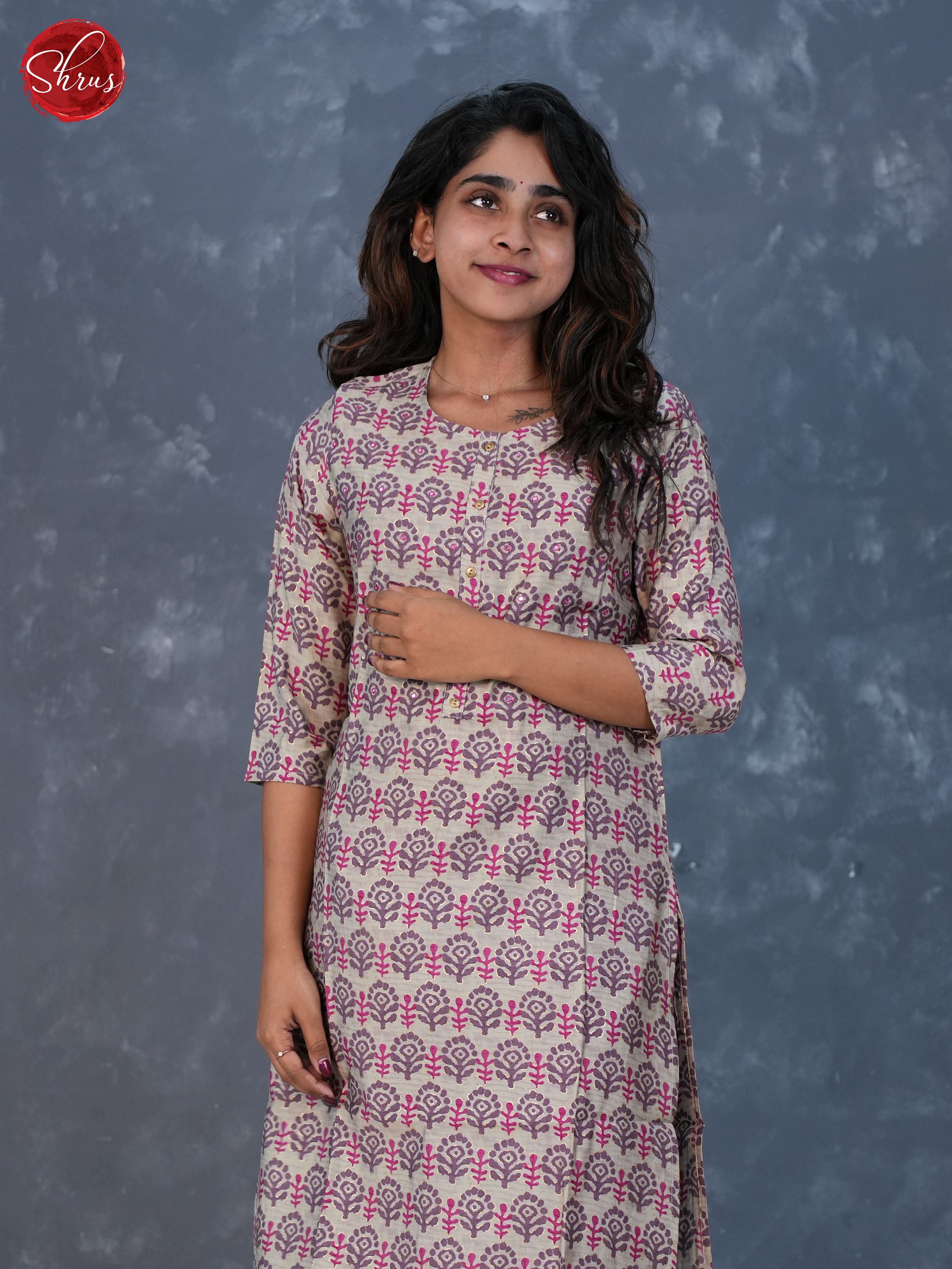 Grey& Majenta   - Block Printed 2pc  Readymade Salwar  Suits - Shop on ShrusEternity.com