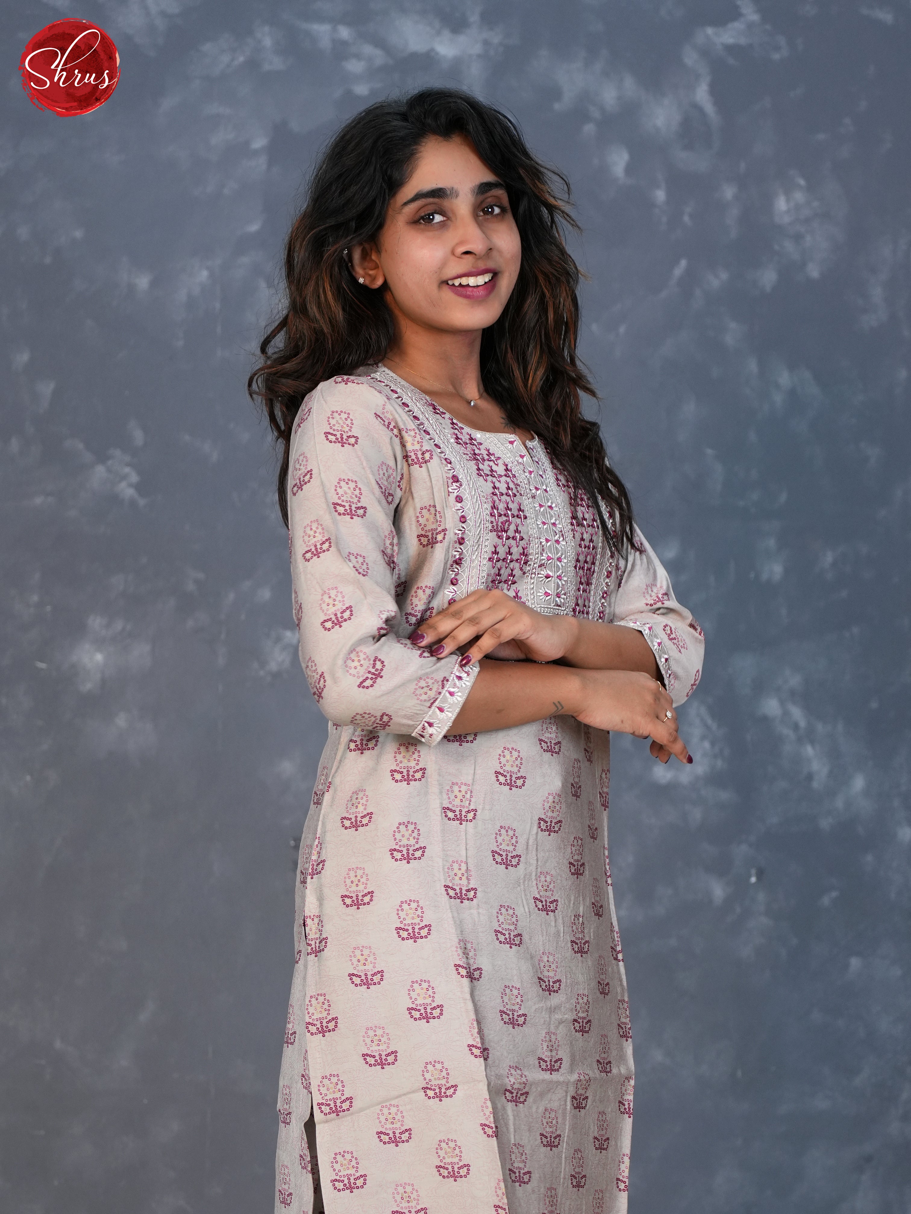 Grey - Printed floral embroidered 2pc Readymade Salwar Suits - Shop on ShrusEternity.com