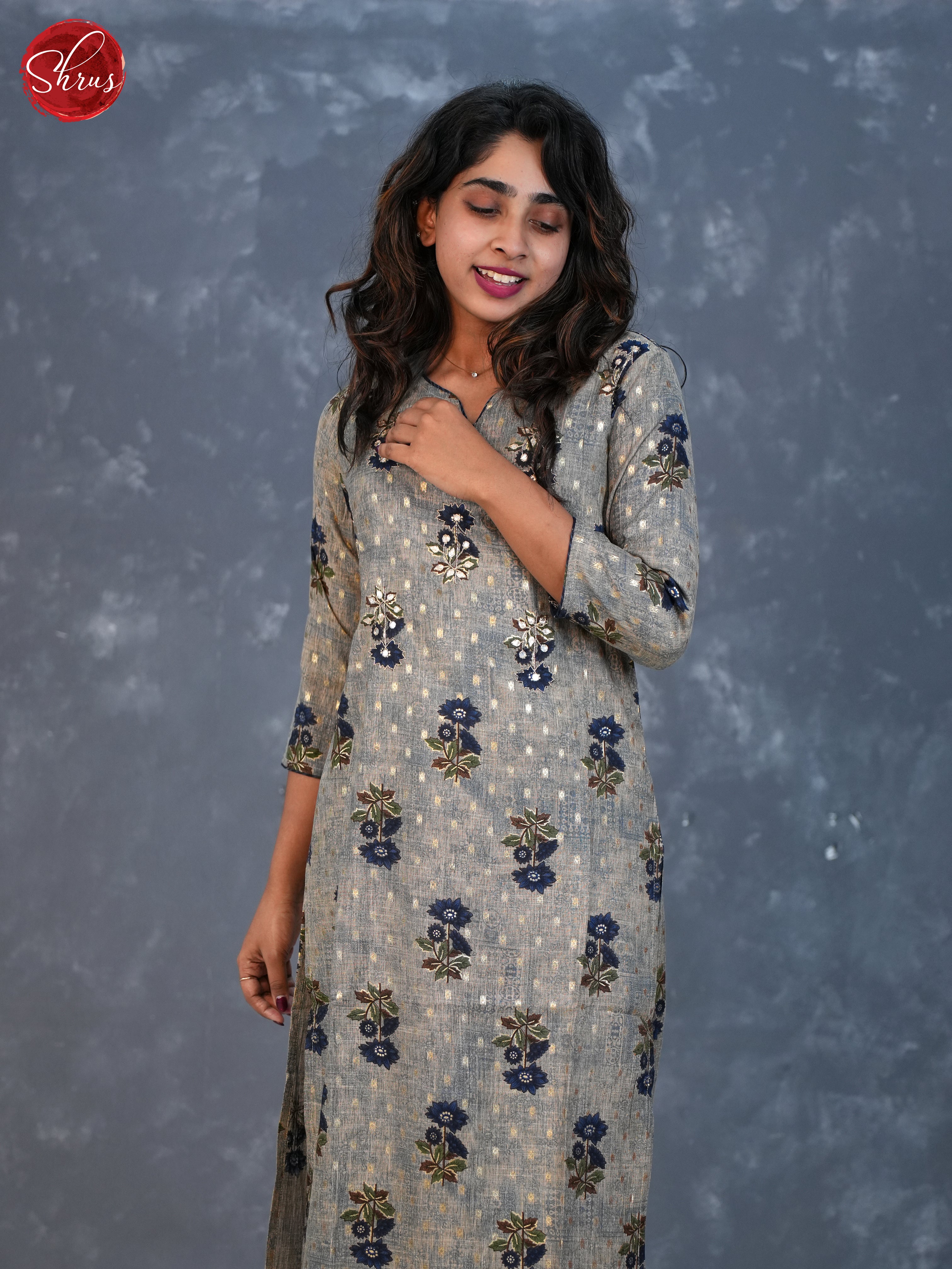 Grey & Blue -Printed 2pc Readymade Salwar Suits - Shop on ShrusEternity.com