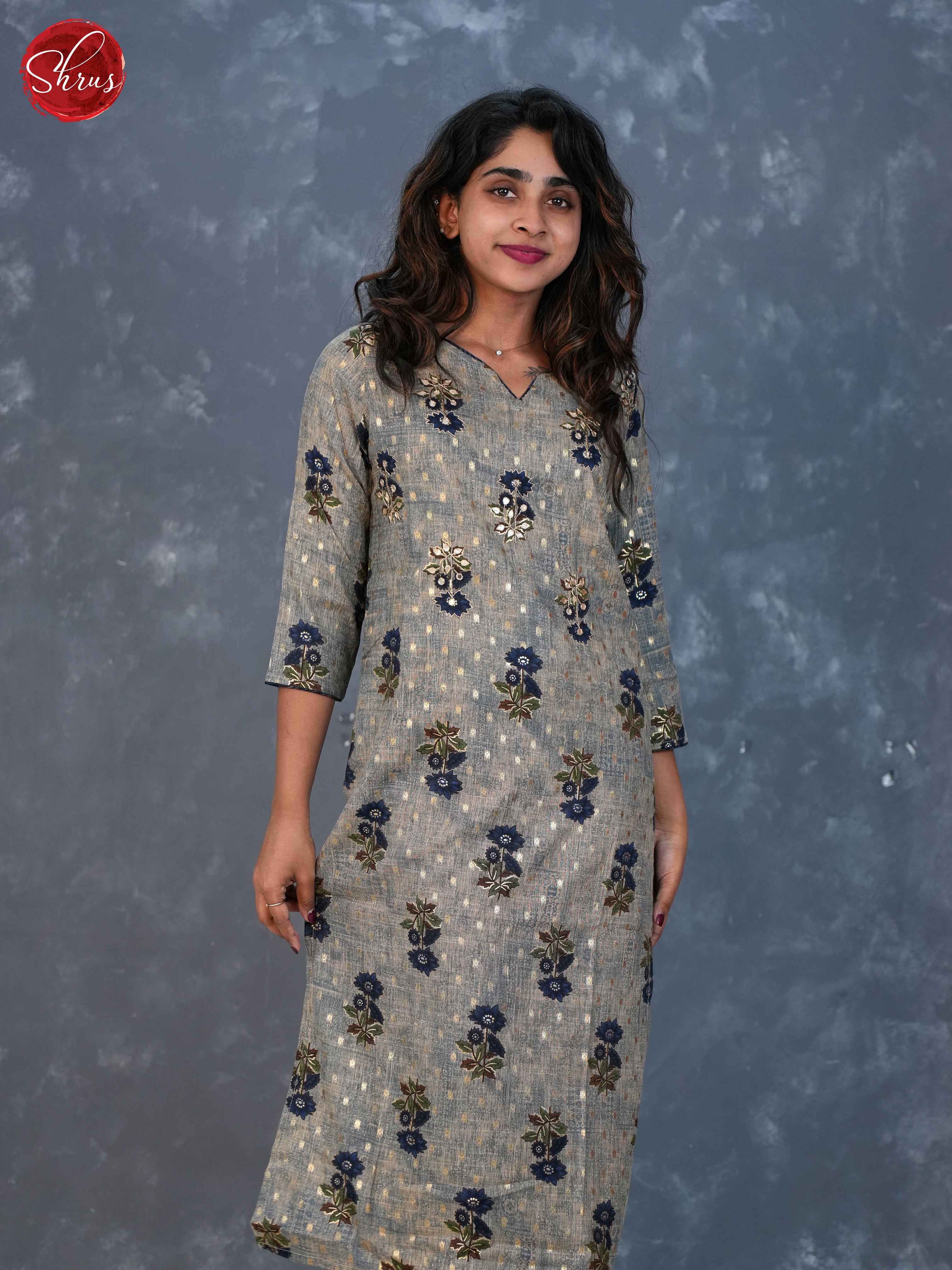 Grey & Blue -Printed 2pc Readymade Salwar Suits - Shop on ShrusEternity.com
