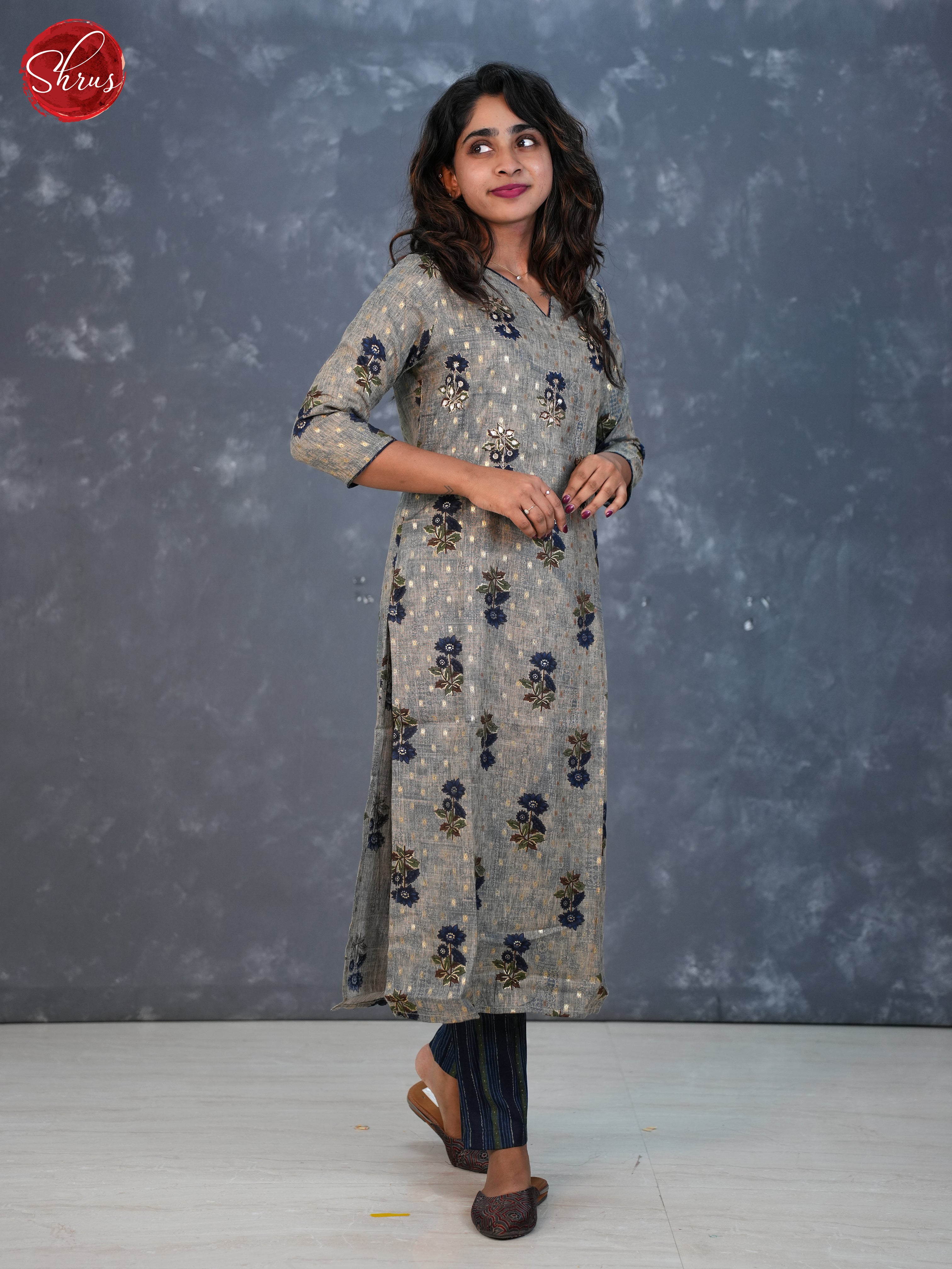 Grey & Blue -Printed 2pc Readymade Salwar Suits - Shop on ShrusEternity.com