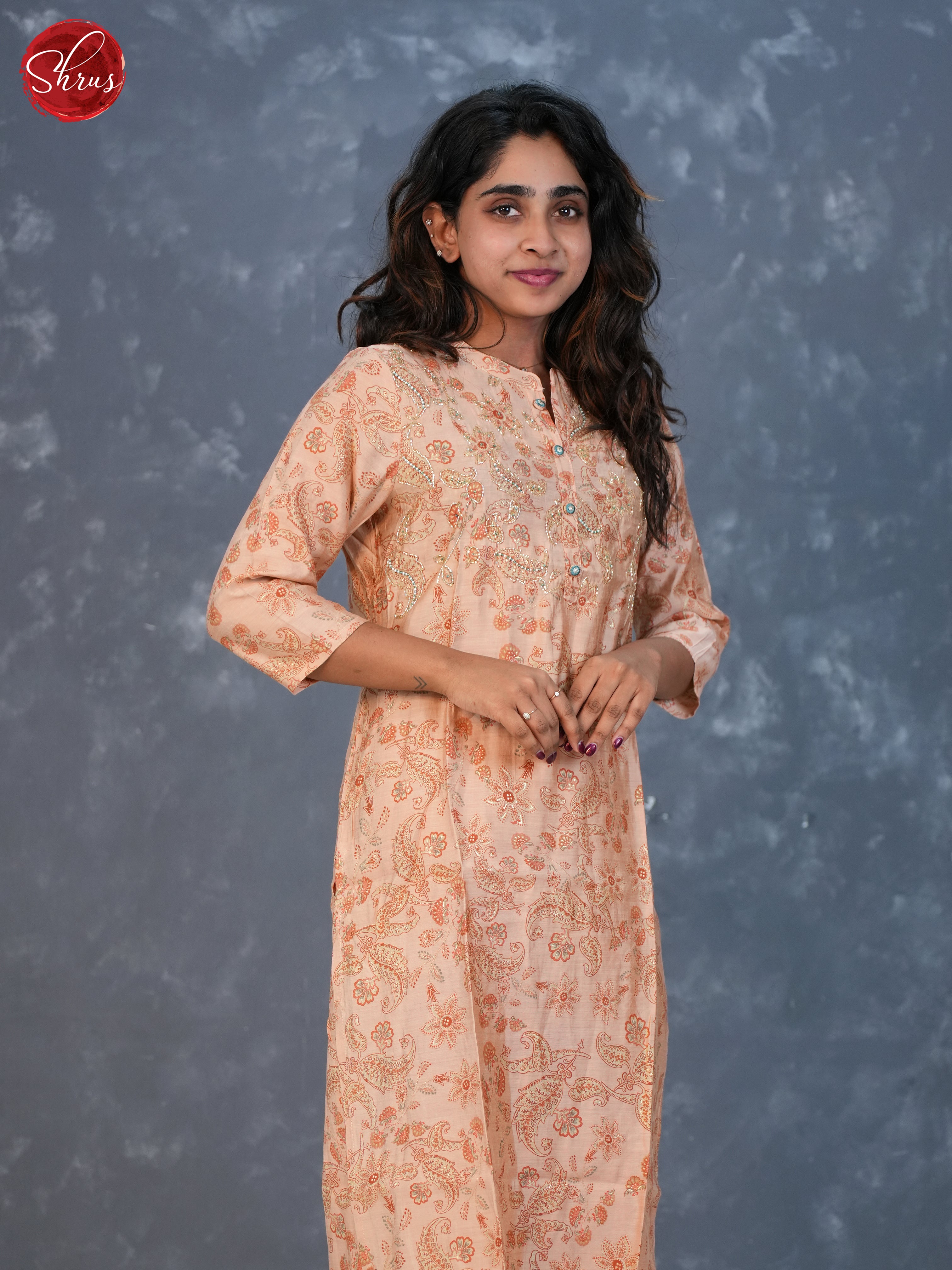 Peach  - Printed Cotton 2pc Readymade Salwar Suits - Shop on ShrusEternity.com