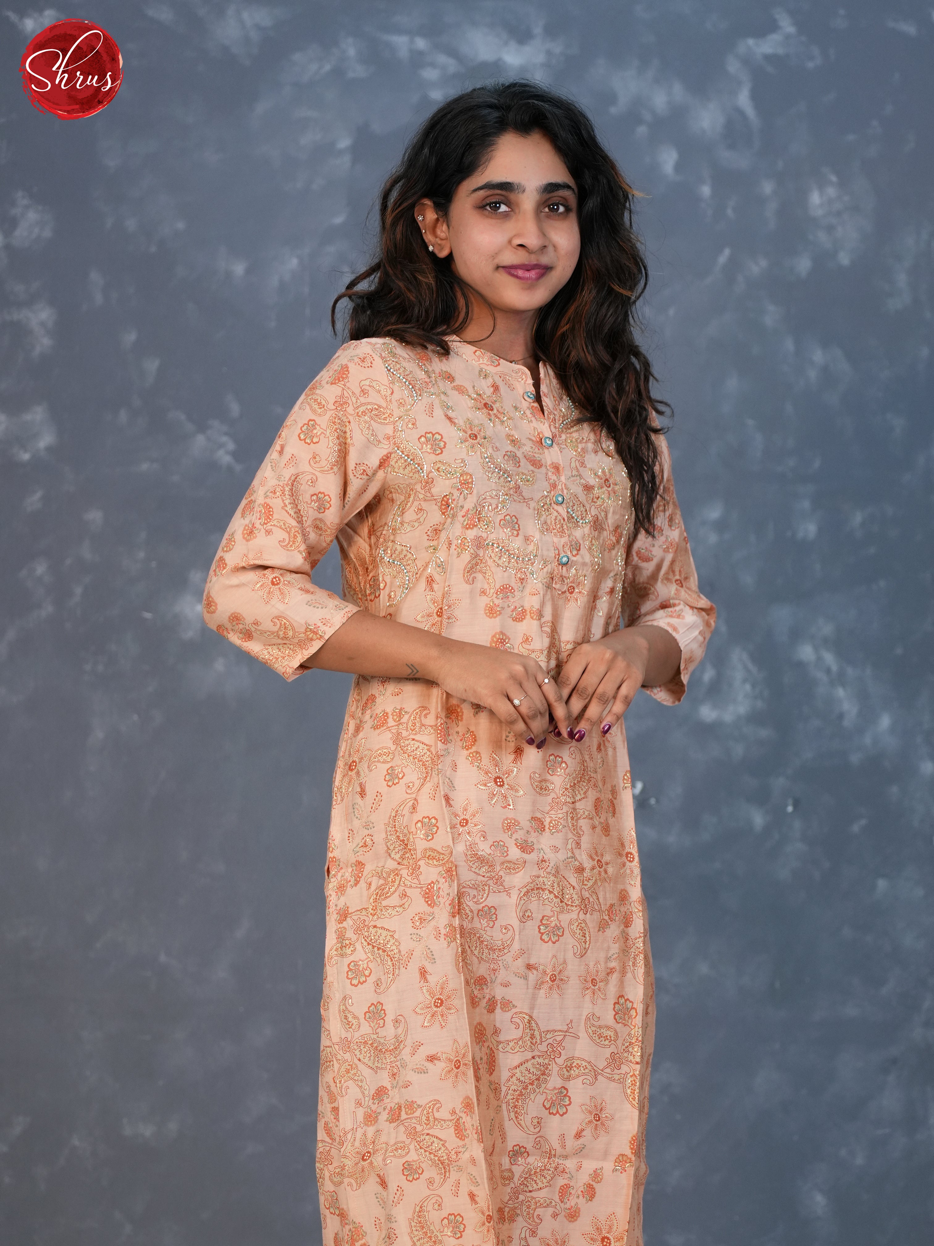 Peach - Printed Cotton 2pc Readymade Salwar Suits - Shop on ShrusEternity.com